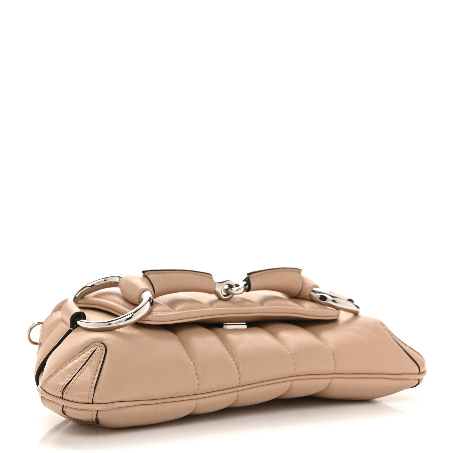 Nappa Vertical Matelasse Small Maxi Horsebit Chain Shoulder Bag Beige