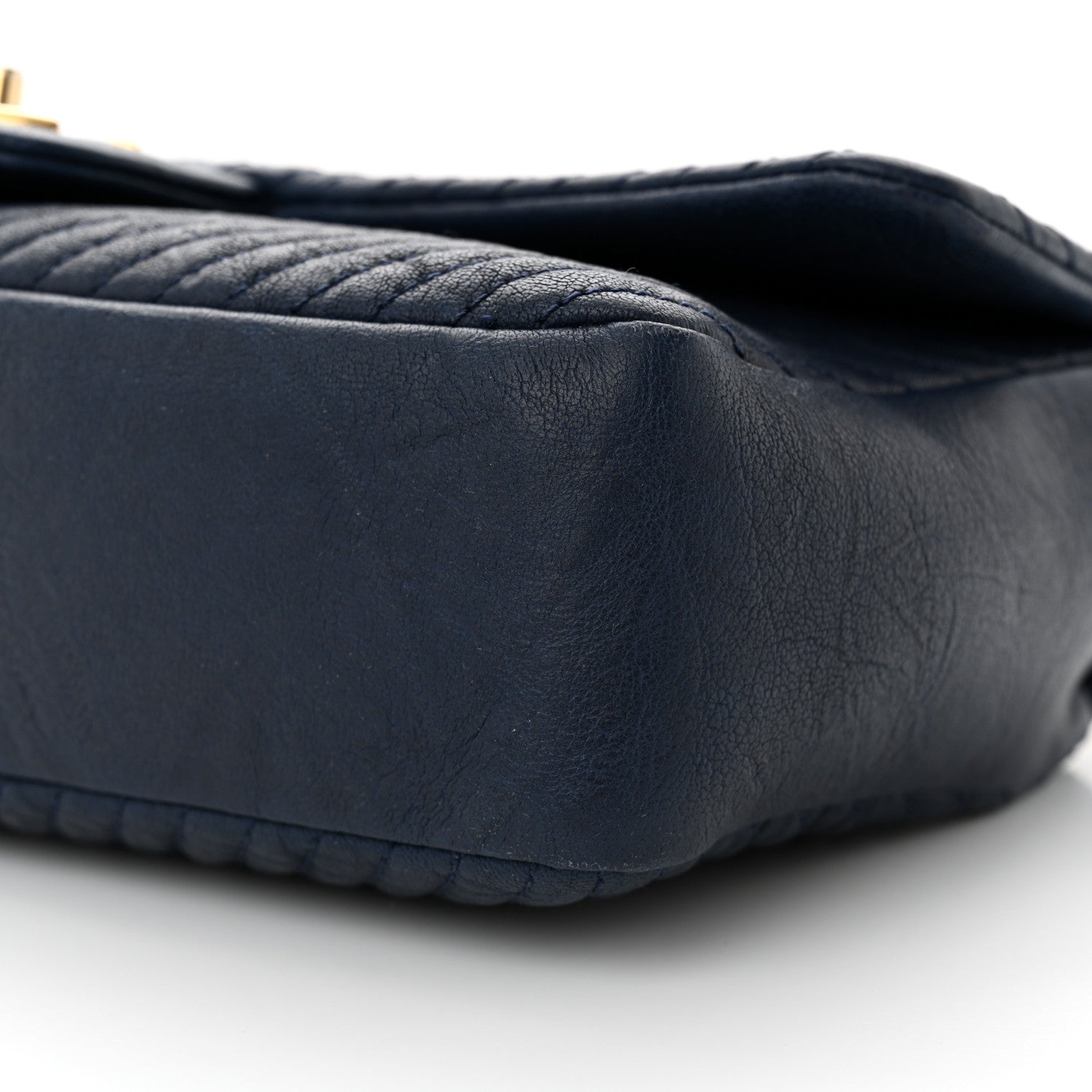 Calfskin Surpique Chevron Medium Flap Navy