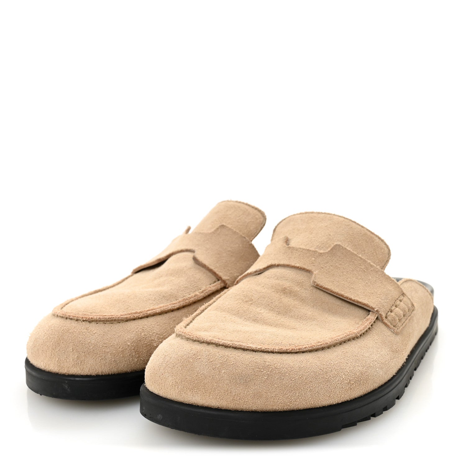 Suede Calfskin Womens Go Mules 38 Beige Argile