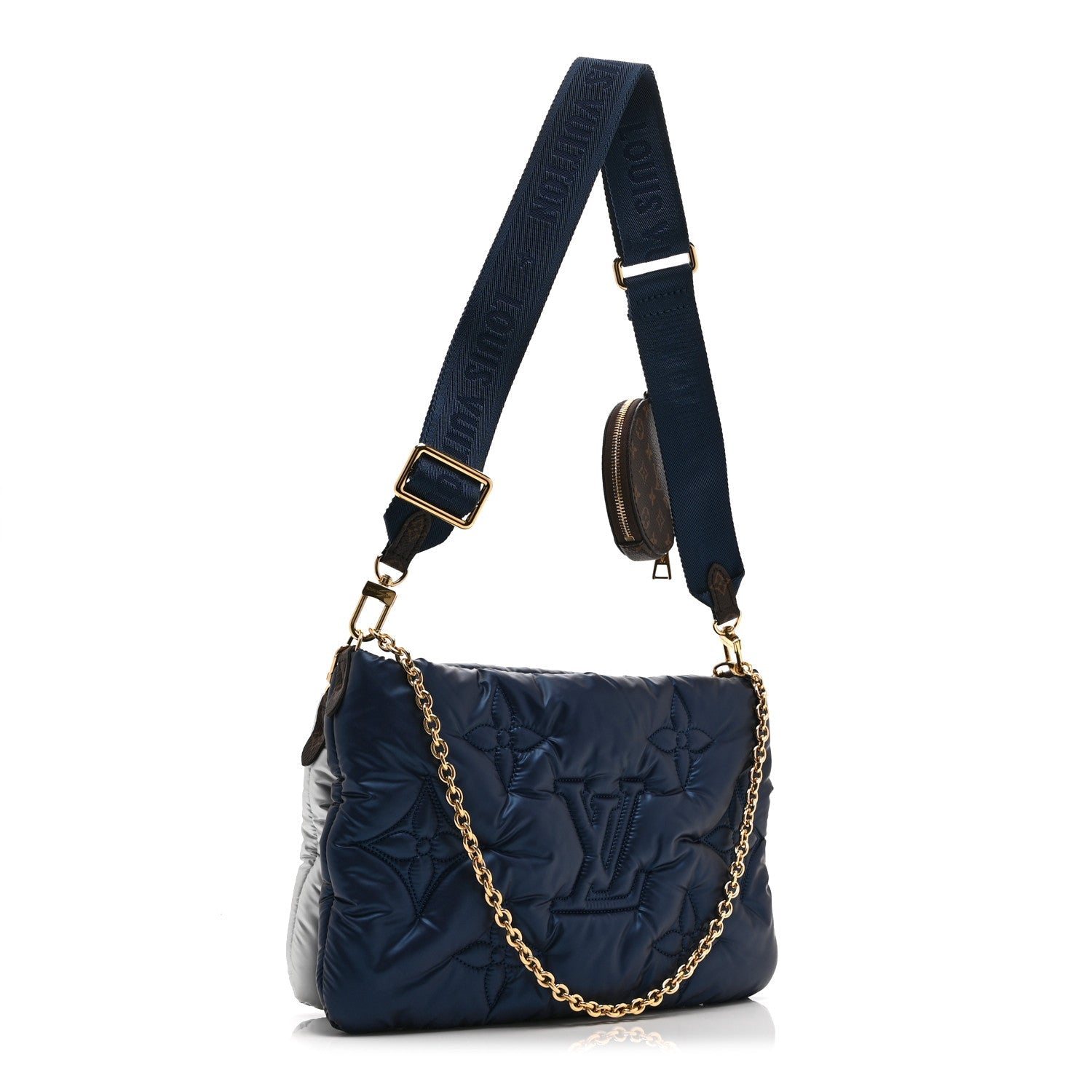 Econyl Monogram Pillow Maxi Multi Pochette Accessories Navy Silver