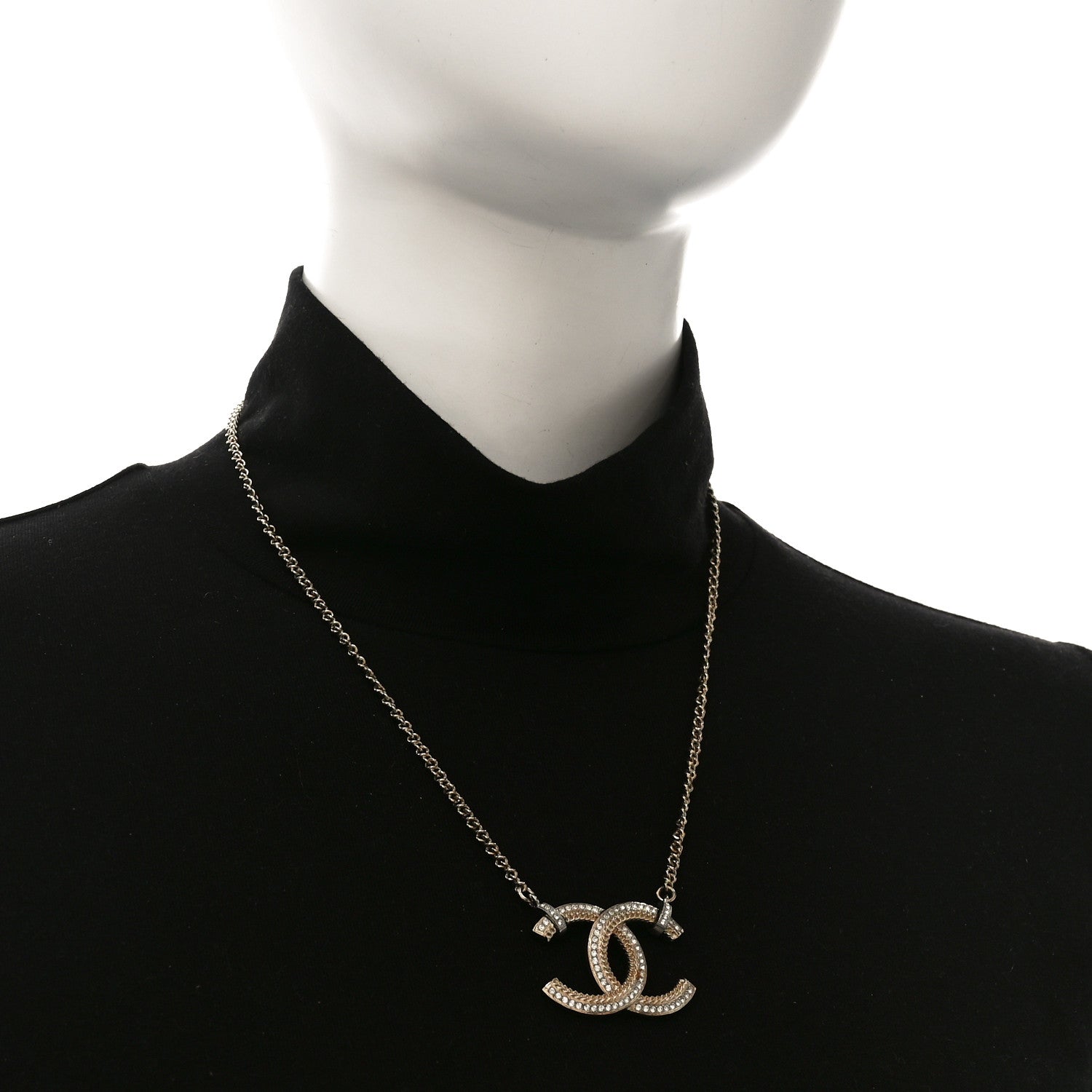 Crystal CC Pendant Necklace Gold