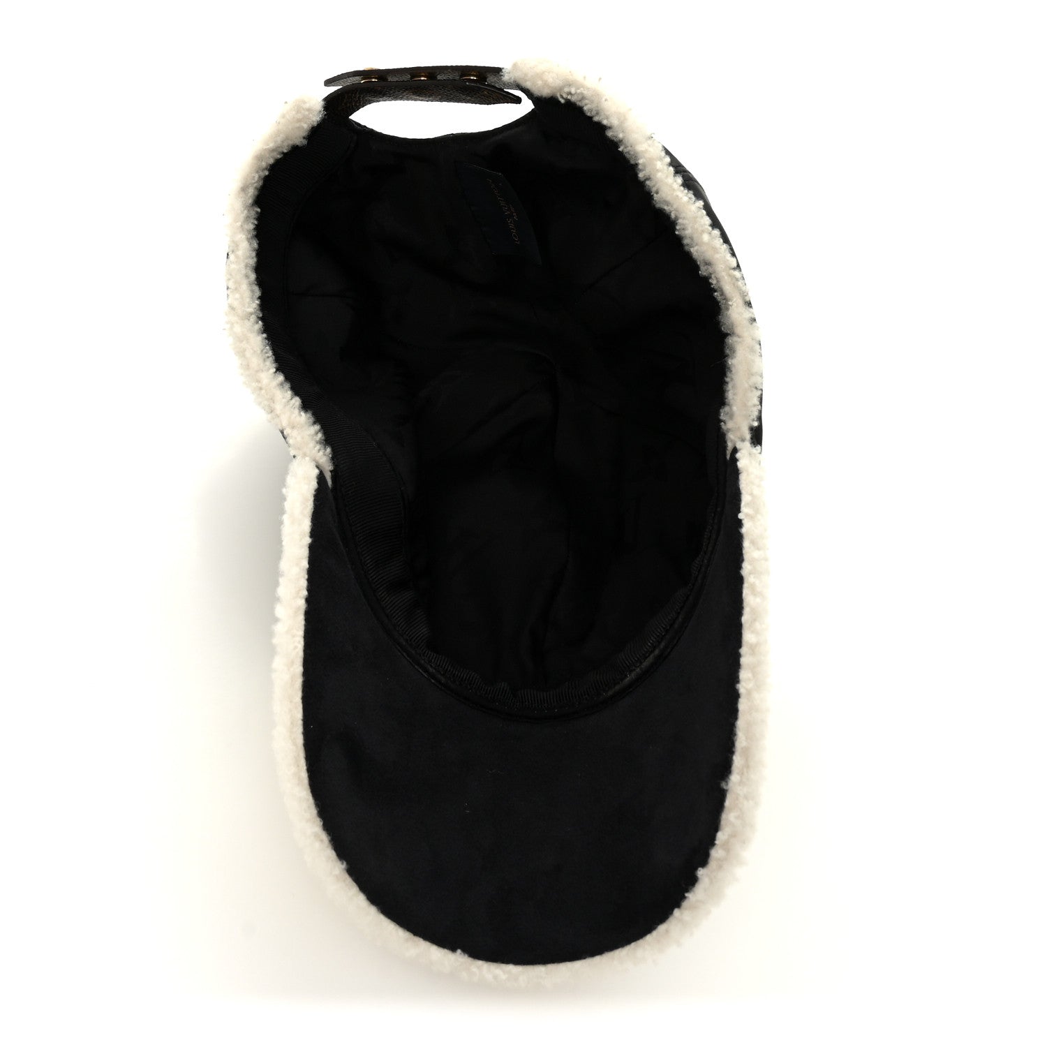 Calfskin Shearling Monogram Cap L Black