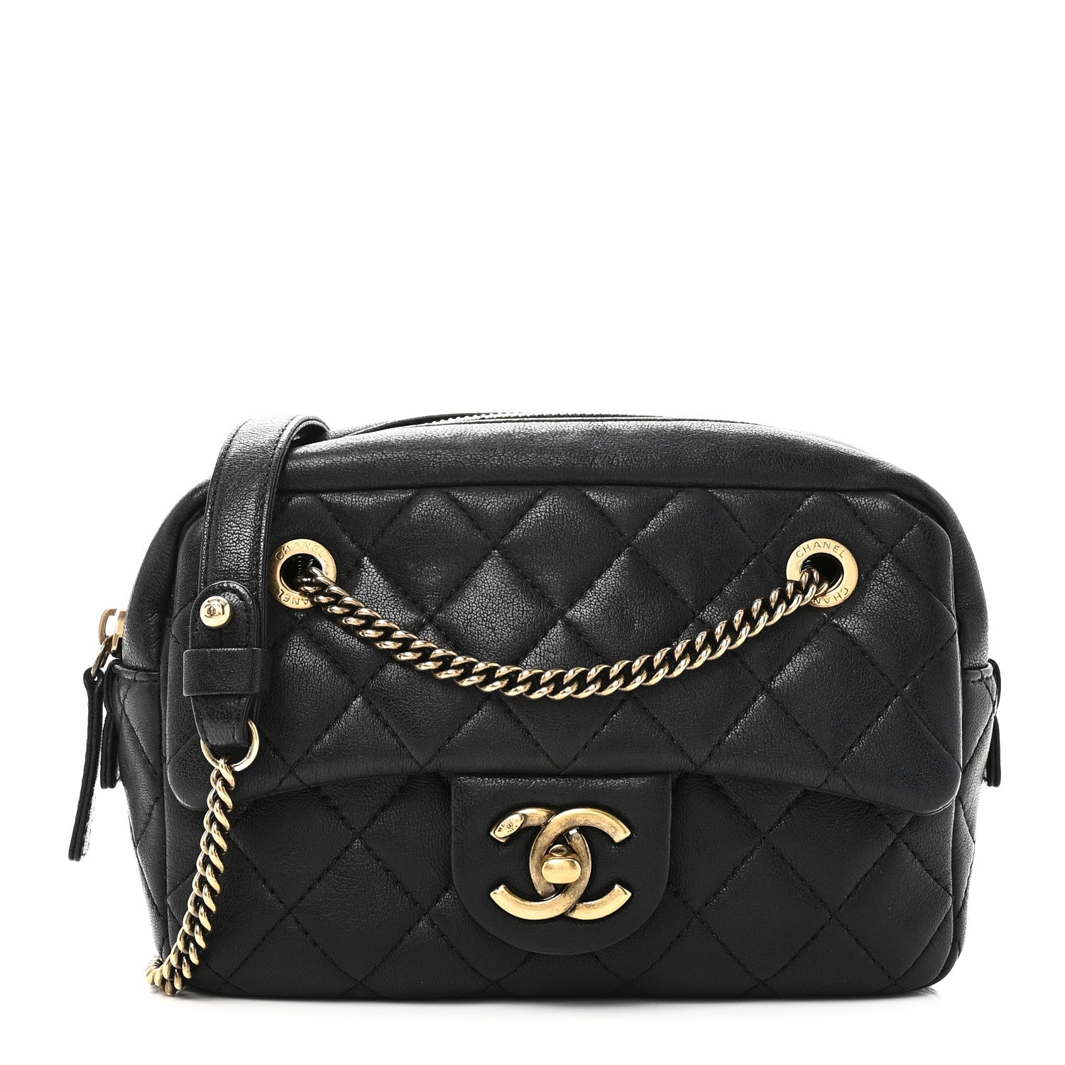 Sheepskin Quilted Trapezio Camera Case Black