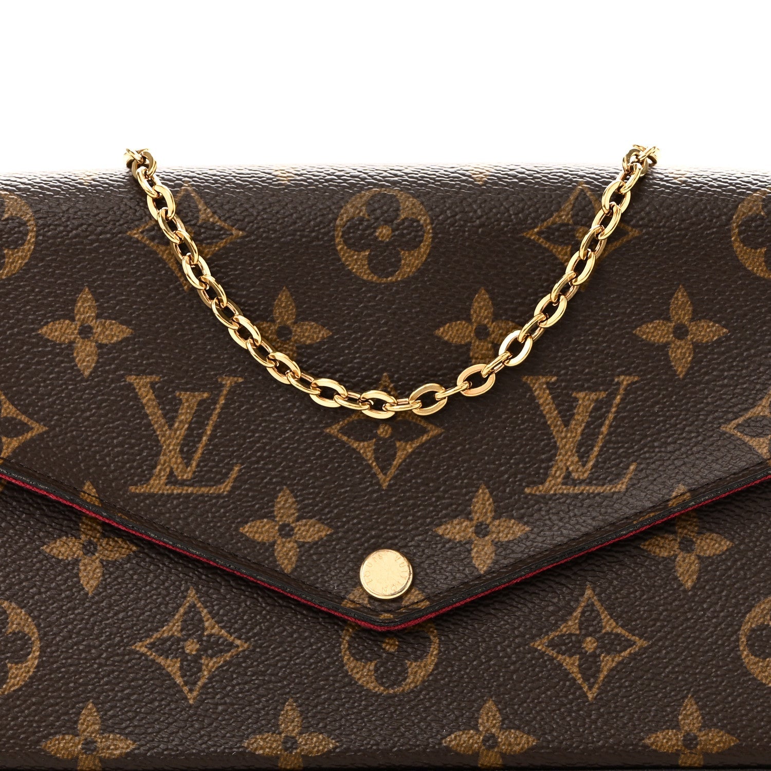 Monogram Pochette Felicie Chain Wallet Fuchsia
