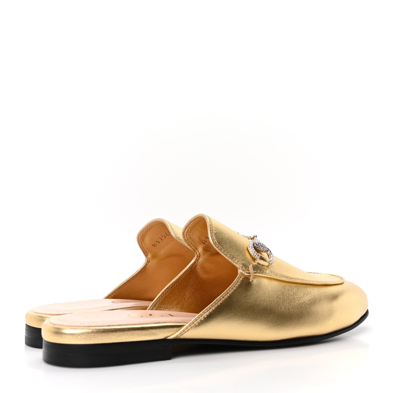 Nappa Silk Crystal Horsebit Womens Princetown Slippers 36.5 Gold