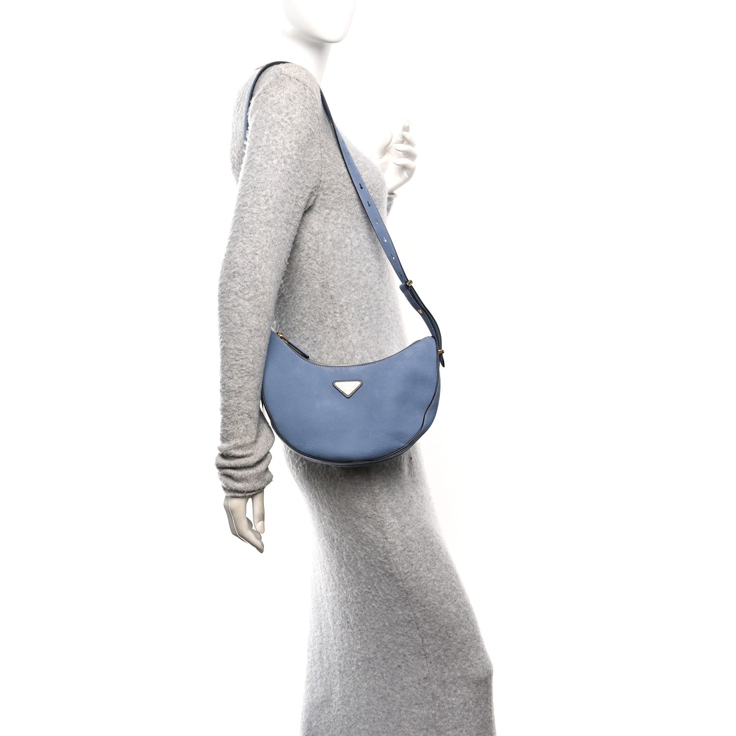 Nubuck Small Arque Shoulder Bag Aviation Blue