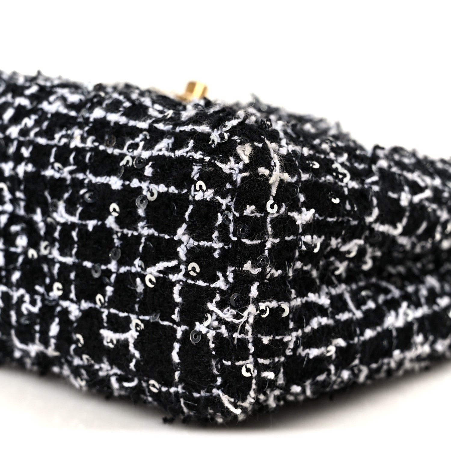 Tweed Quilted Nano Kelly Shopper Black White