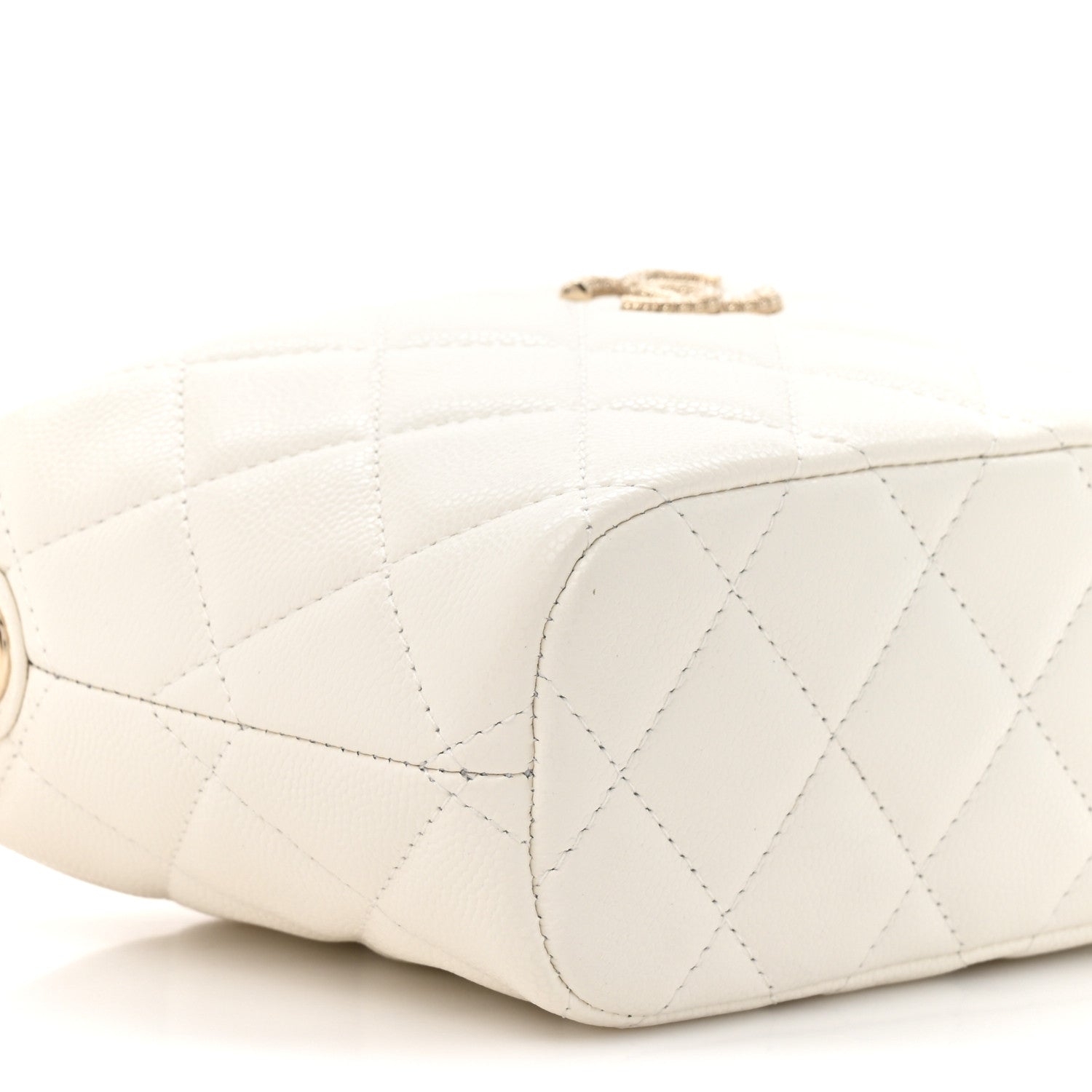 Caviar Quilted Hobo Clutch With Chain White