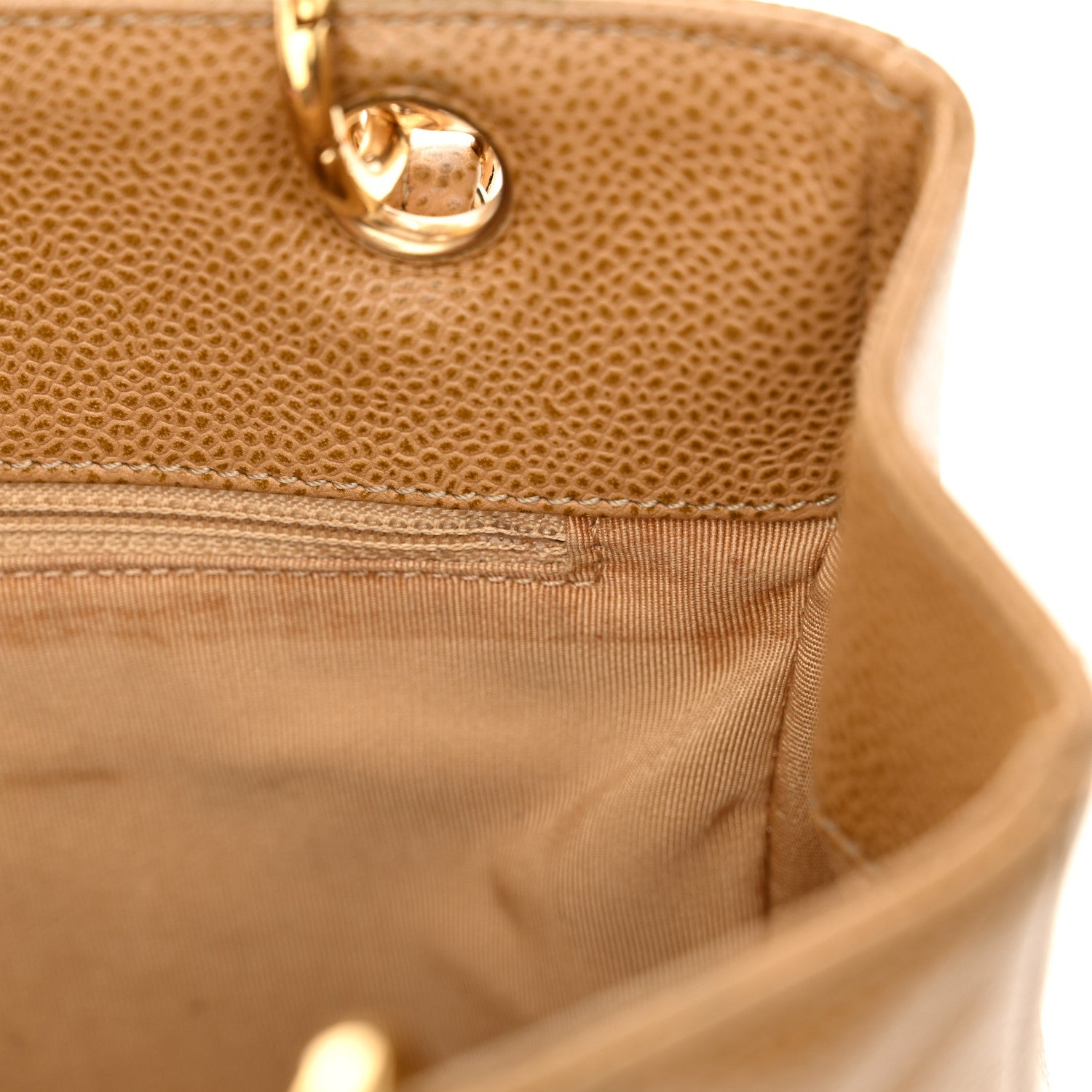 Caviar Quilted Petit Shopping Tote PST Dark Beige