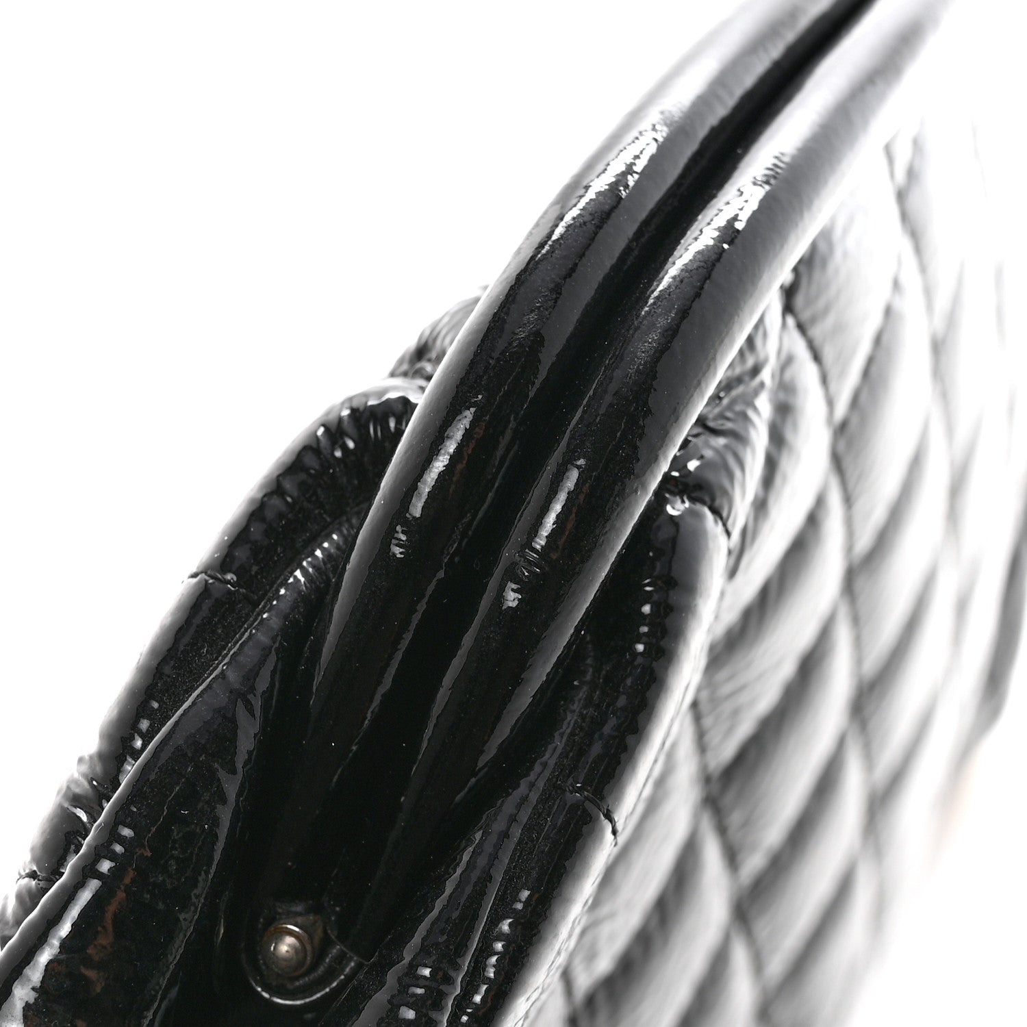 Distressed Patent Quilted Timeless Clutch Black