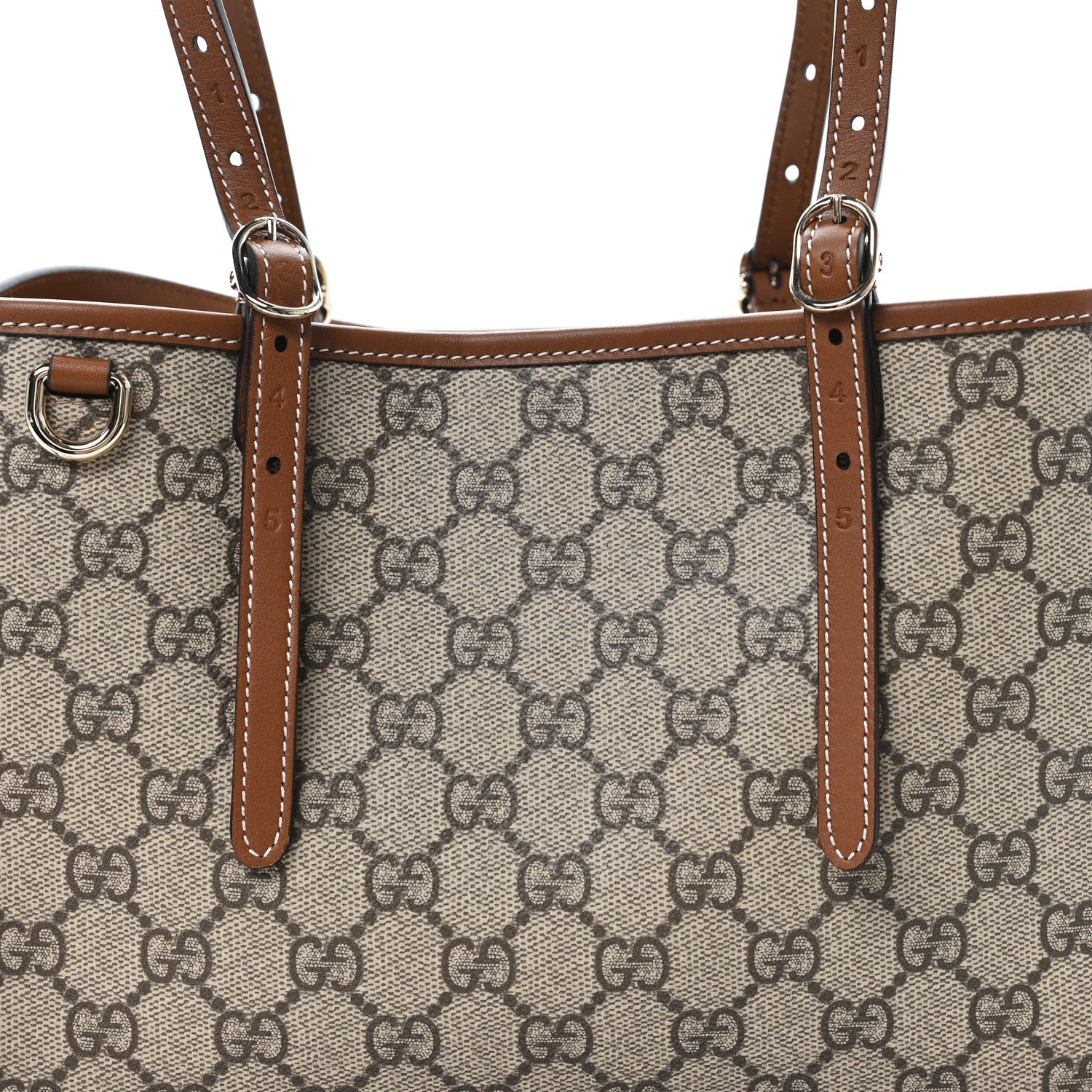 GG Supreme Monogram Emblem Medium Tote Bag Beige Dark Brown