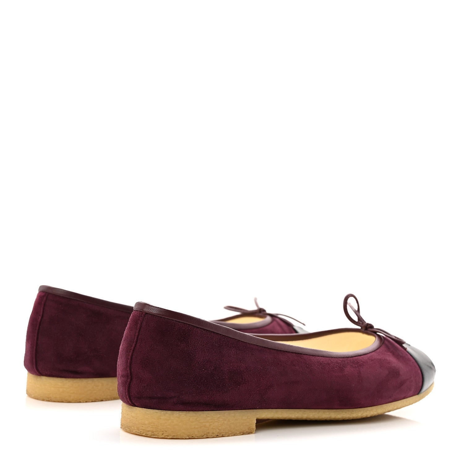 Suede Lambskin Cap Toe CC Ballerina Flats 41 Burgundy Black