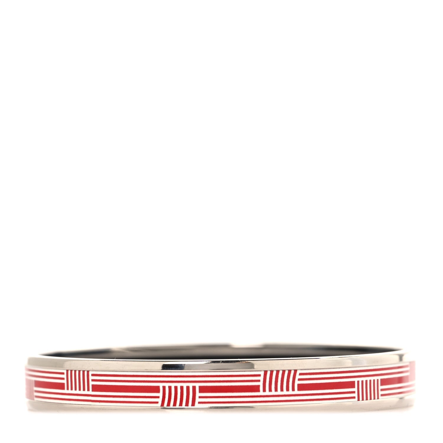 Enamel Printed Circuit 24 Faubourg Extra Narrow Bracelet 65 Rouge White