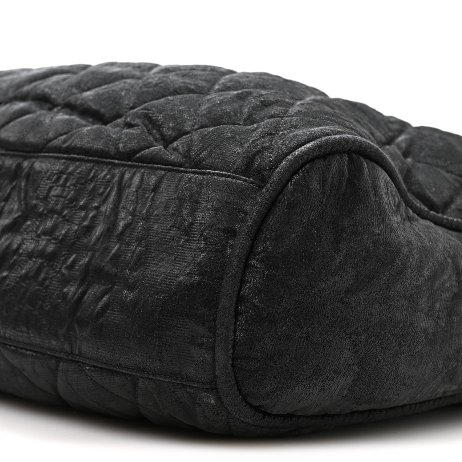 Crinkled Coated Canvas Le Marais Hobo Black