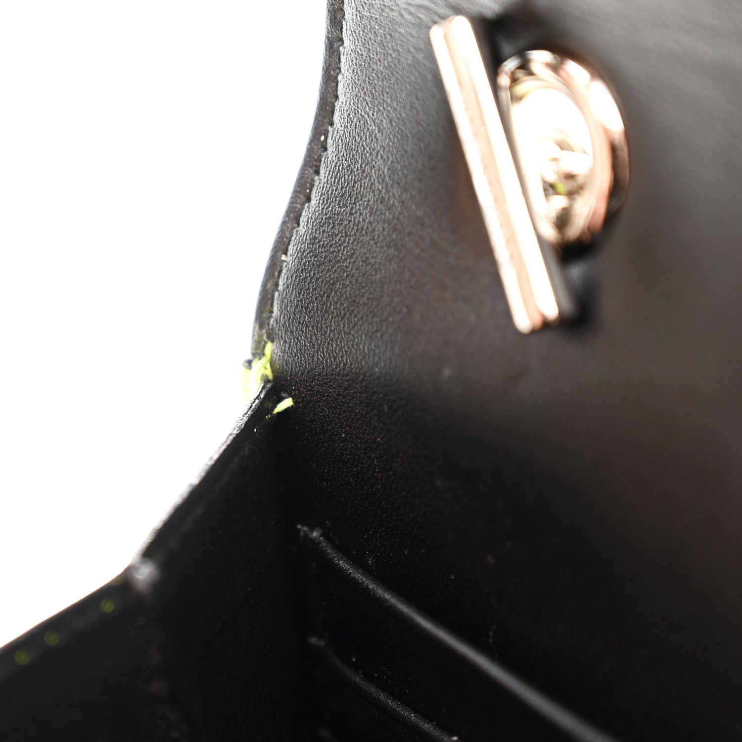 Patent Calfskin Matelasse Monogram Vicky Chain Wallet Neon Yellow