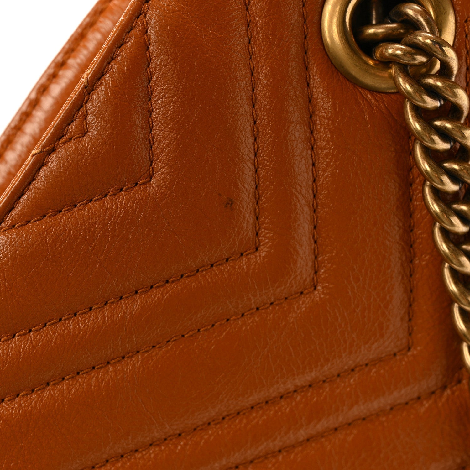 Azalea Calfskin Matelasse Large GG Marmont Slim Tote Cognac