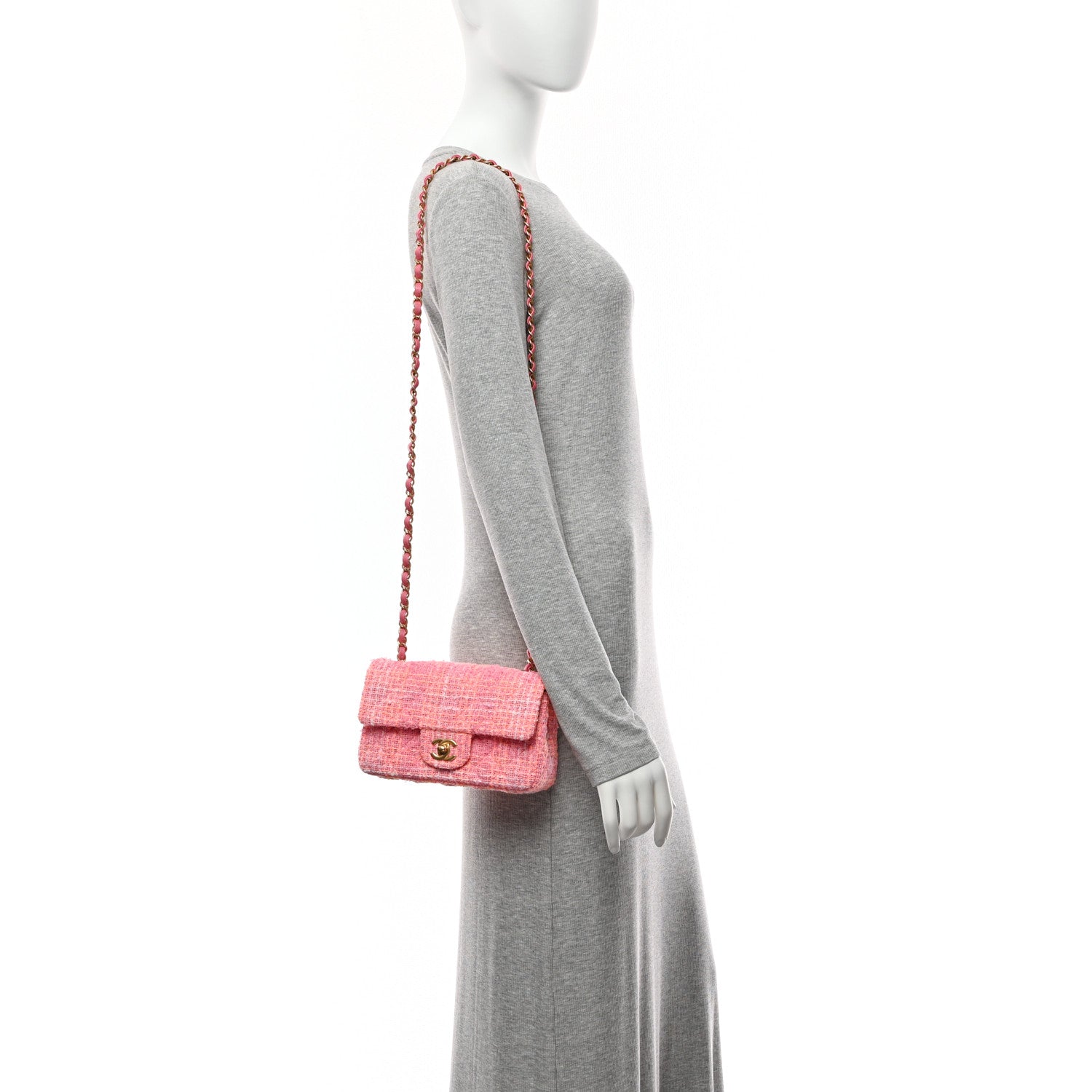 Tweed Quilted Mini Rectangular Flap Pink Orange White