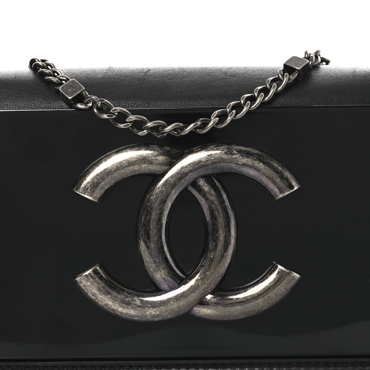 Calfskin Plexiglass Horizontal Boy Brick Flap Black
