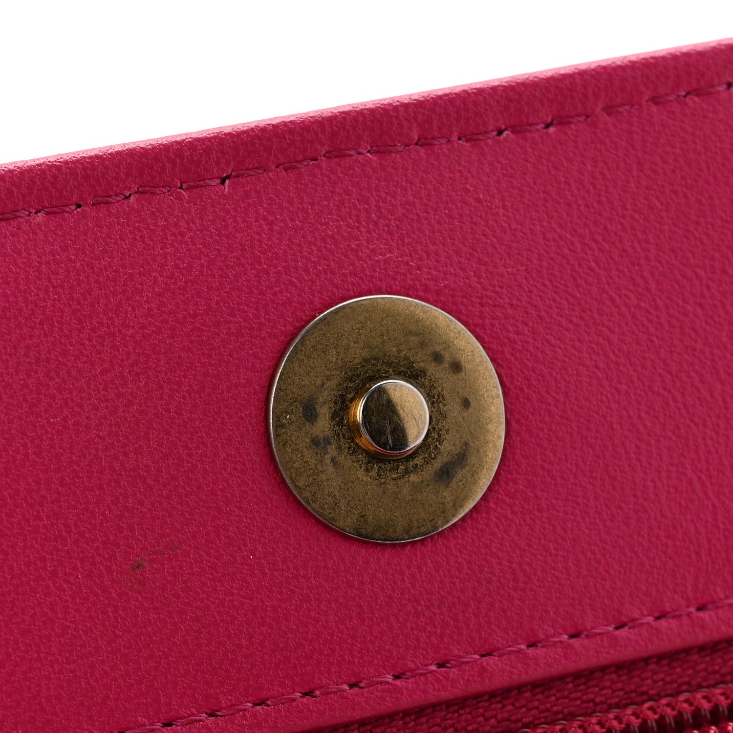 Lambskin Quilted Studded CC Wallet On Chain WOC Dark Pink