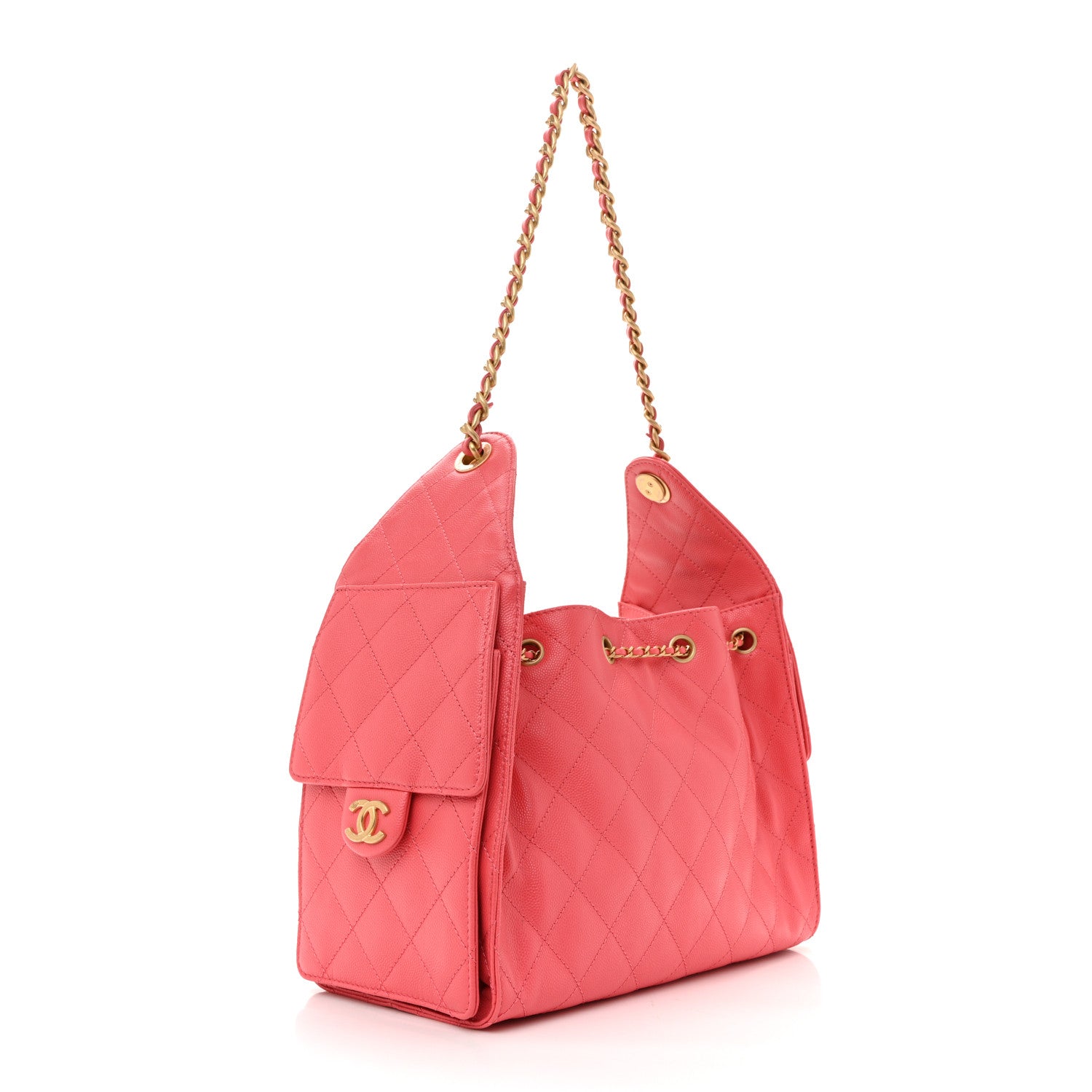 Caviar Quilted Small Chanel 25 Handbag Coral