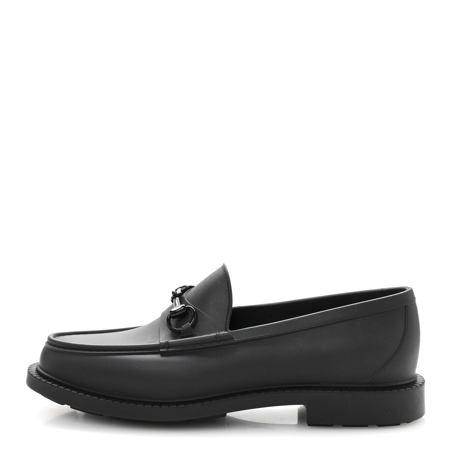 Rubber Enamel Horsebit Mens Loafers 9 Black