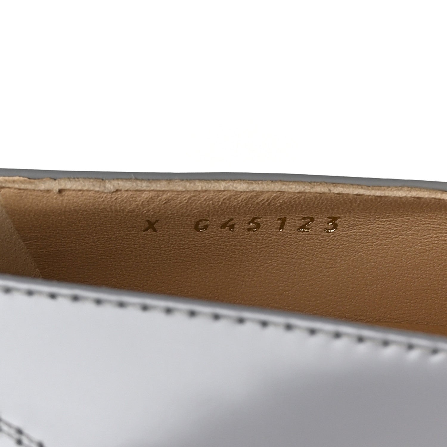 Shiny Calfskin Logo Loafers 37 Light Grey