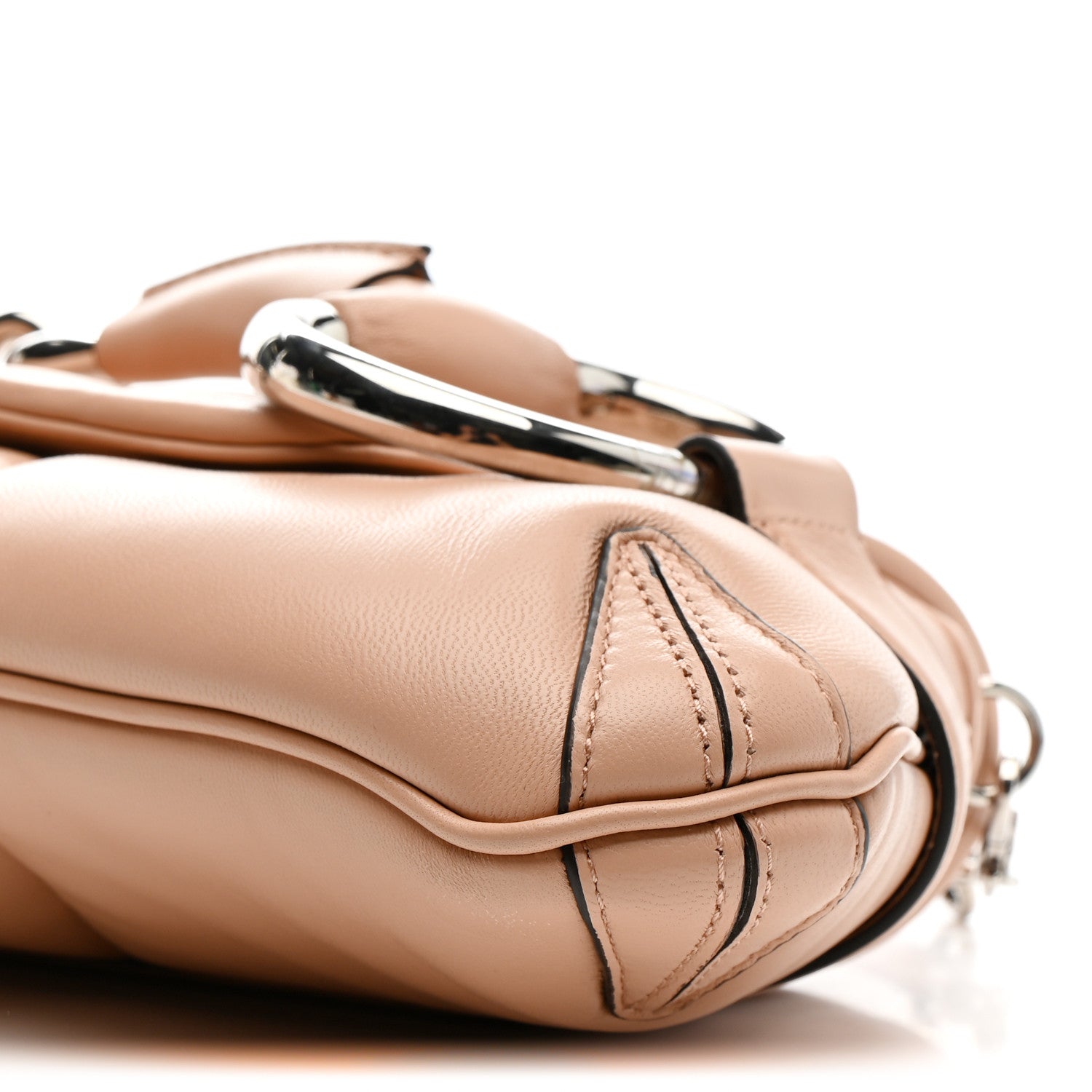 Nappa Vertical Matelasse Medium Maxi Horsebit Chain Shoulder Bag Pink Sand