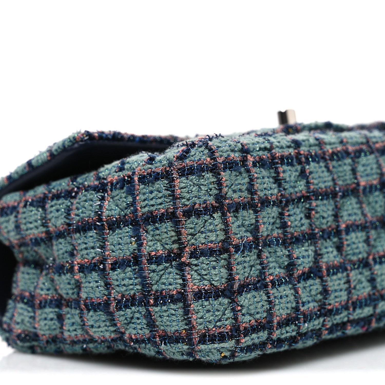 Tweed Quilted Mini Rectangular Flap Green Navy Dark Beige