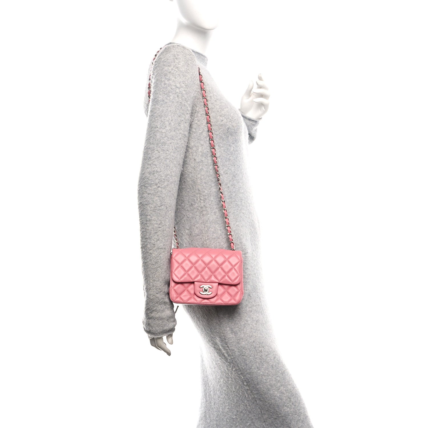 Lambskin Quilted Mini Square Flap Pink