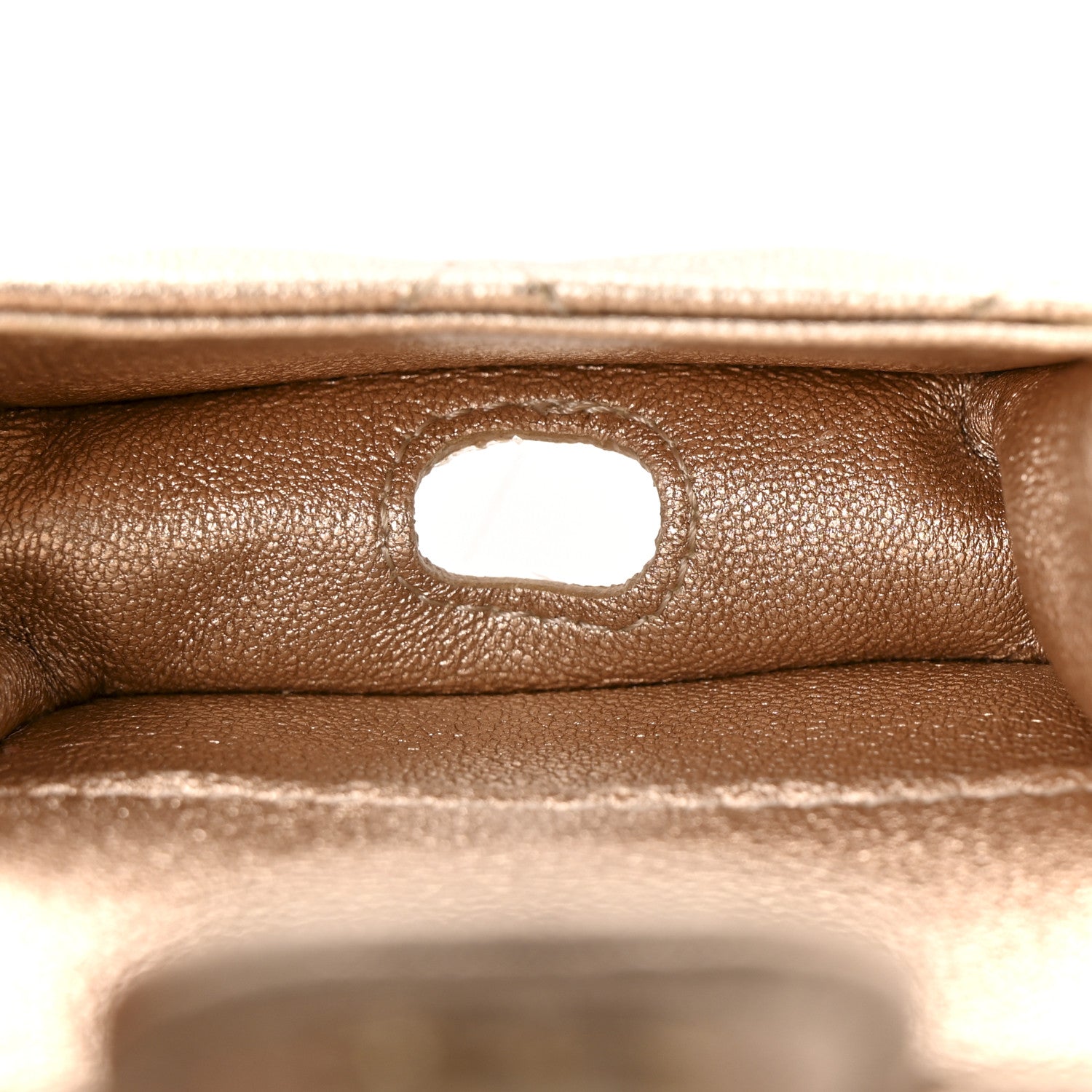 Metallic Lambskin Quilted Round Clip On Coin Purse Airpods Case Gold