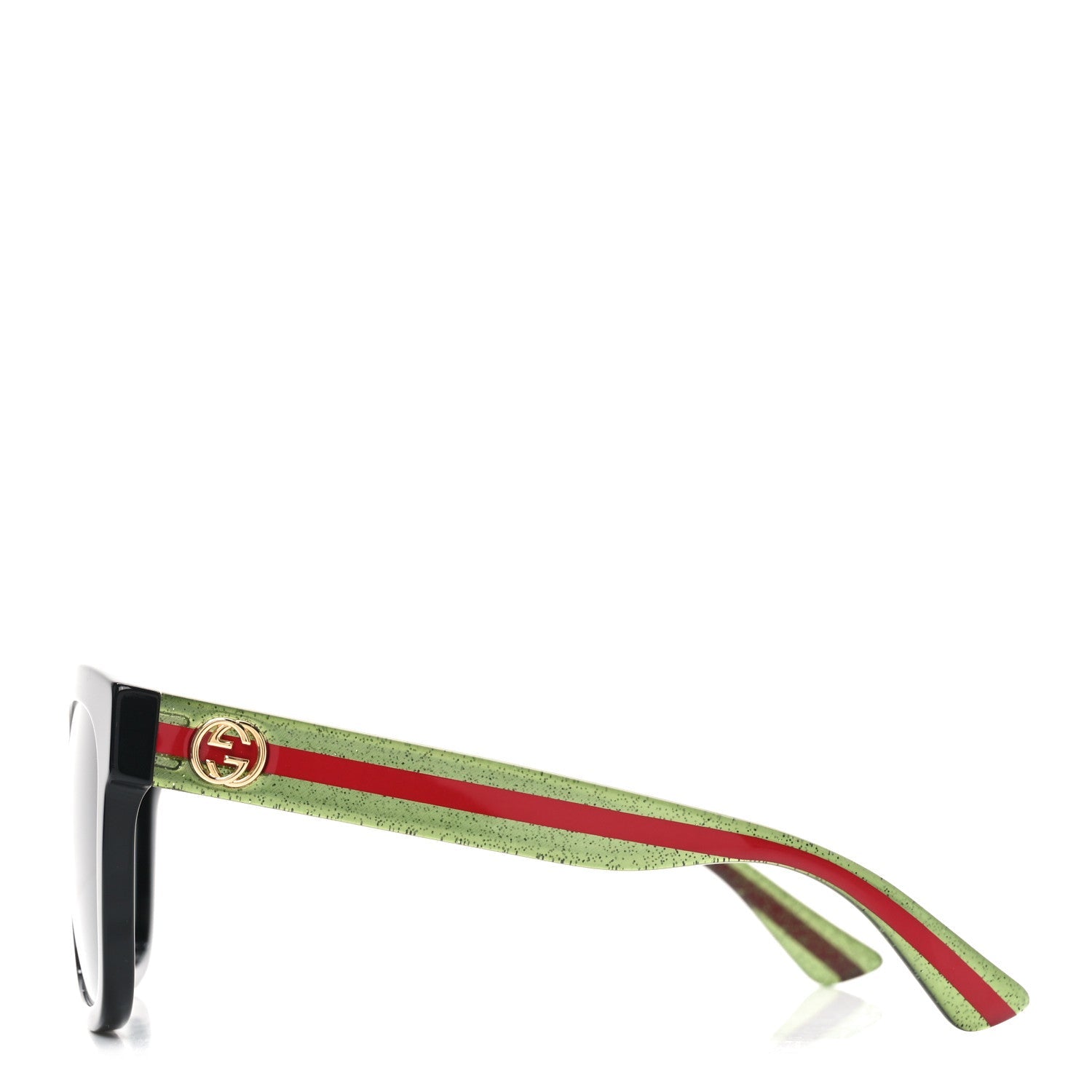 Acetate Square Frame Web Glitter Sunglasses GG0034S Black Green