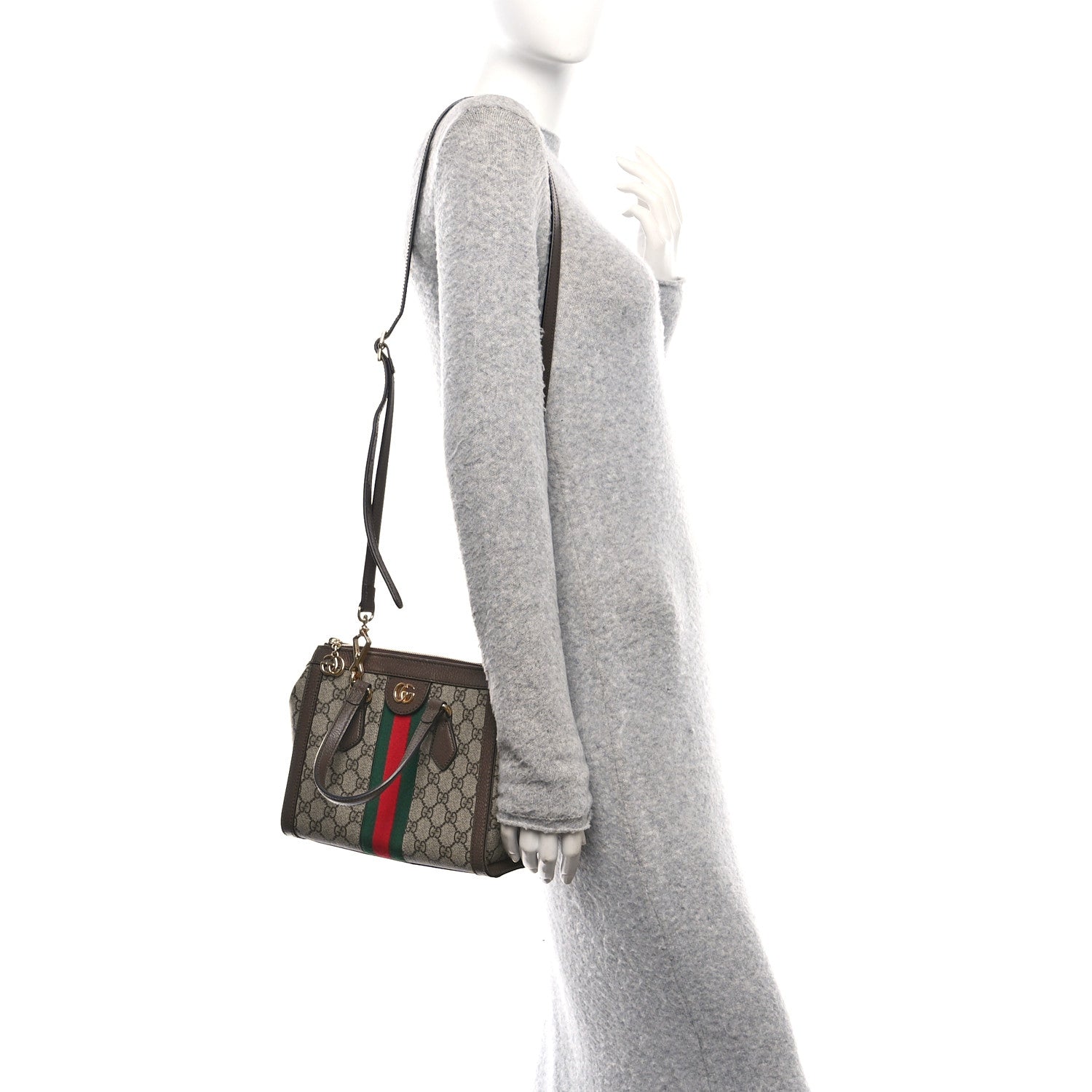 GG Supreme Monogram Small Ophidia Tote Bag Brown