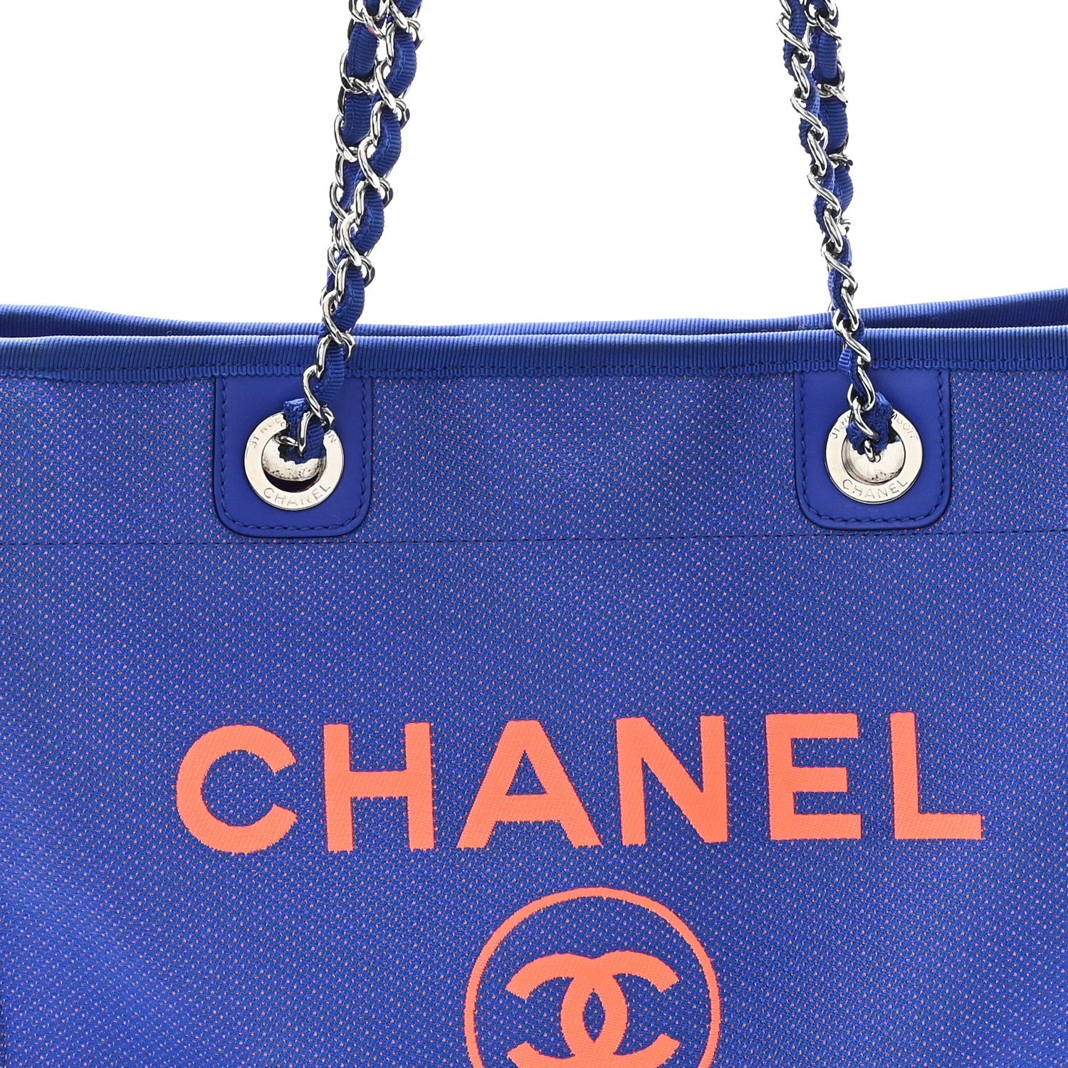 Mixed Fibers Small Deauville Tote Blue Orange