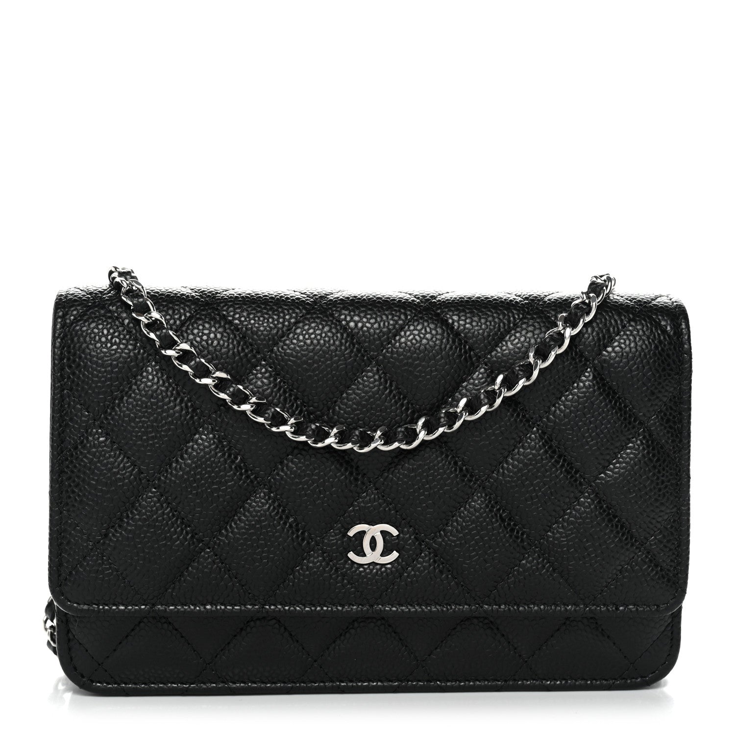 Caviar Quilted Wallet on Chain WOC Black