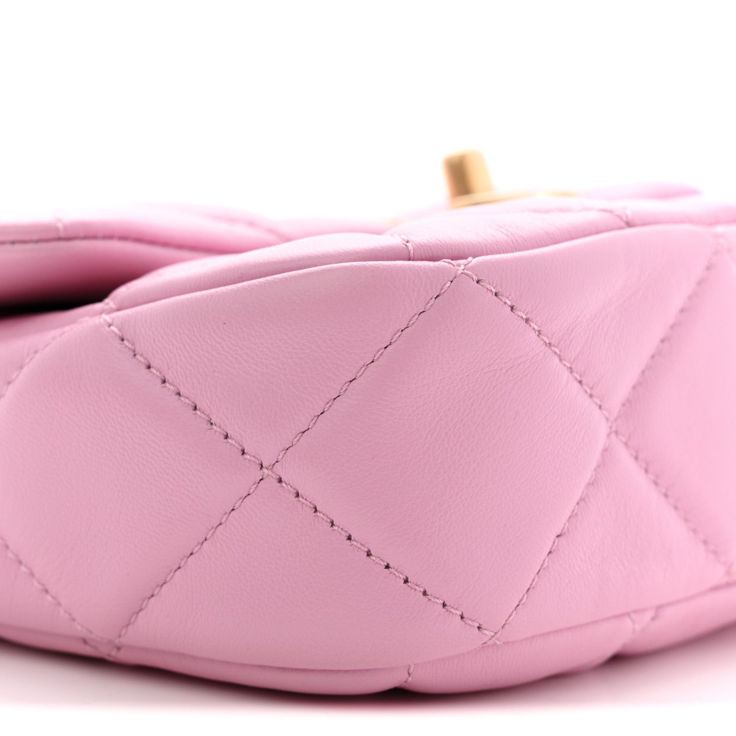 Lambskin Quilted Mini Lacquered Chain Flap Pink