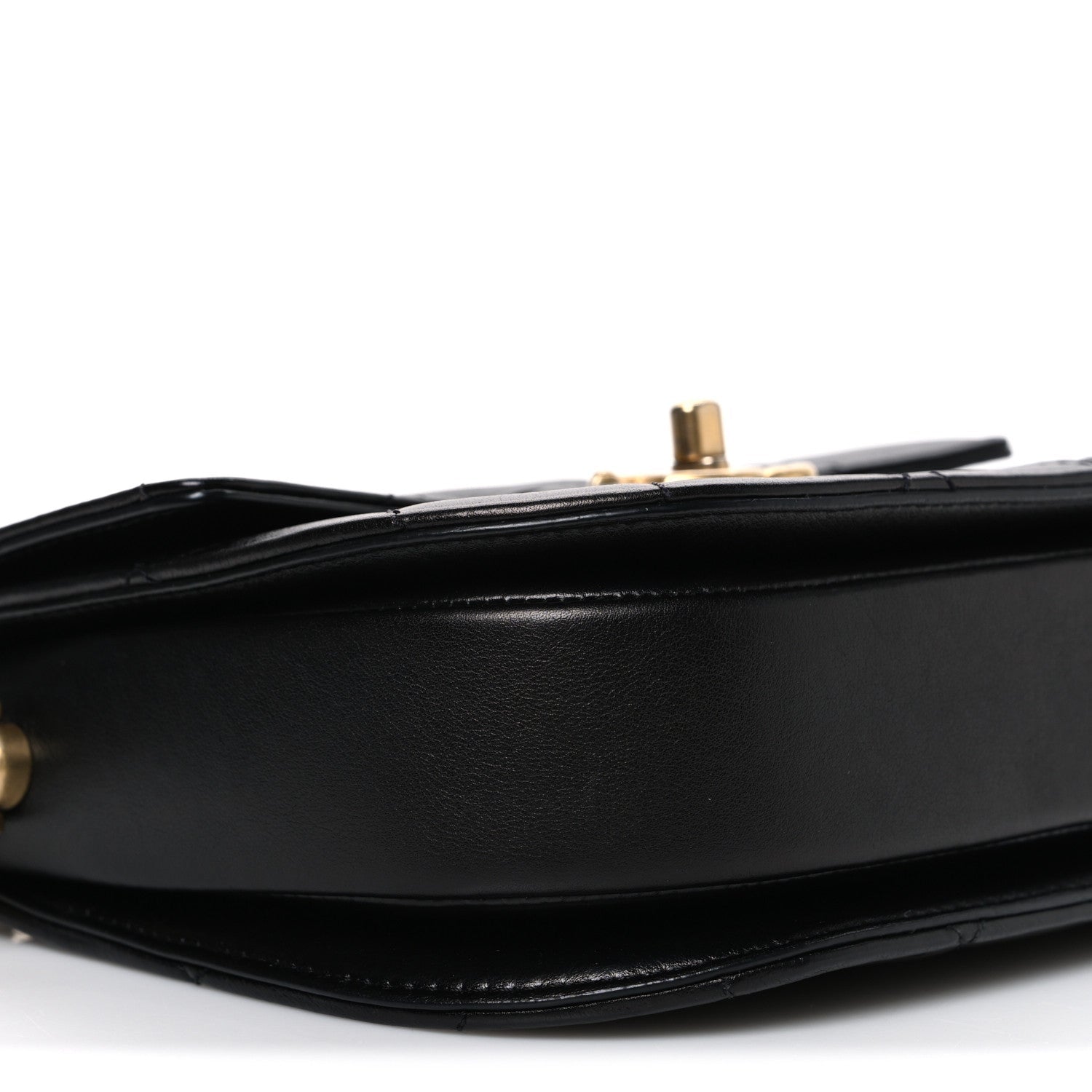 Calfskin Quilted Moon Messenger Black
