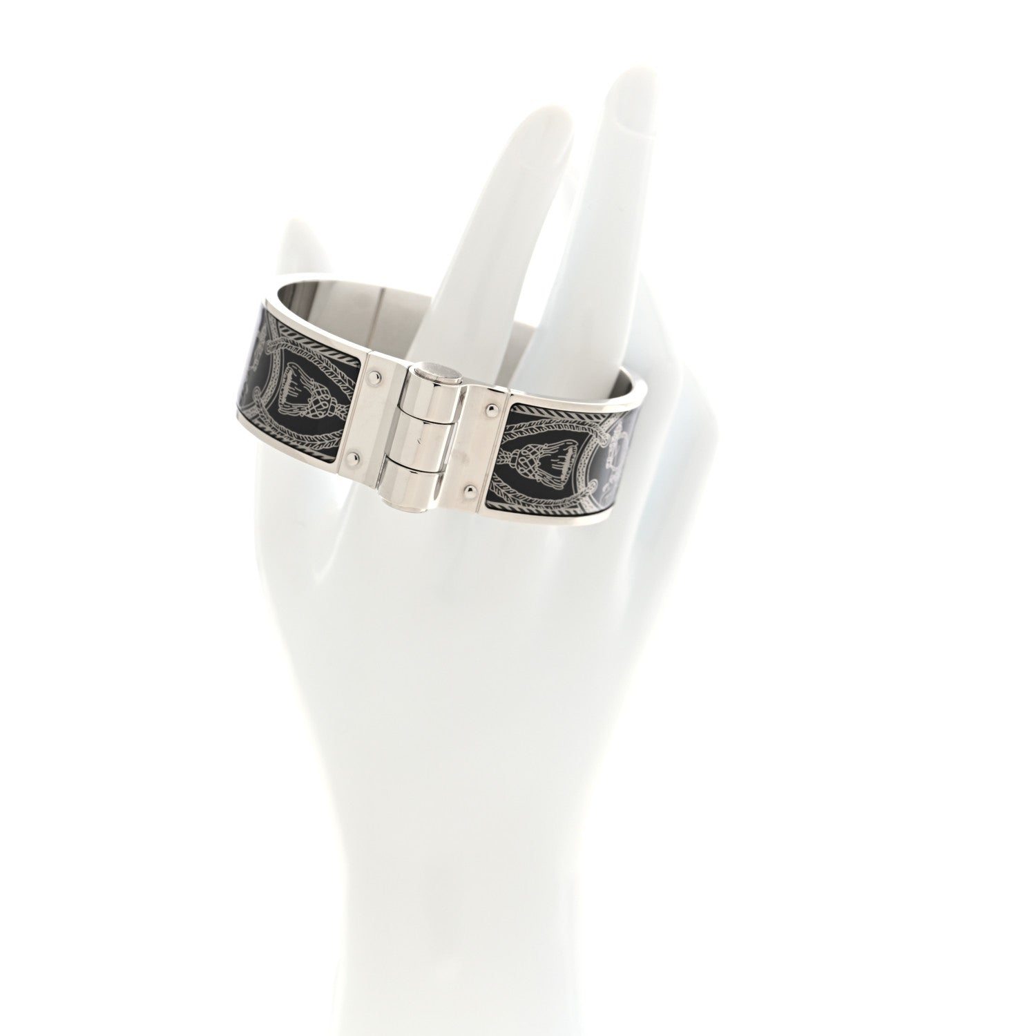 Enamel Printed Wide Charniere Grand Apparat Hinged Bracelet S