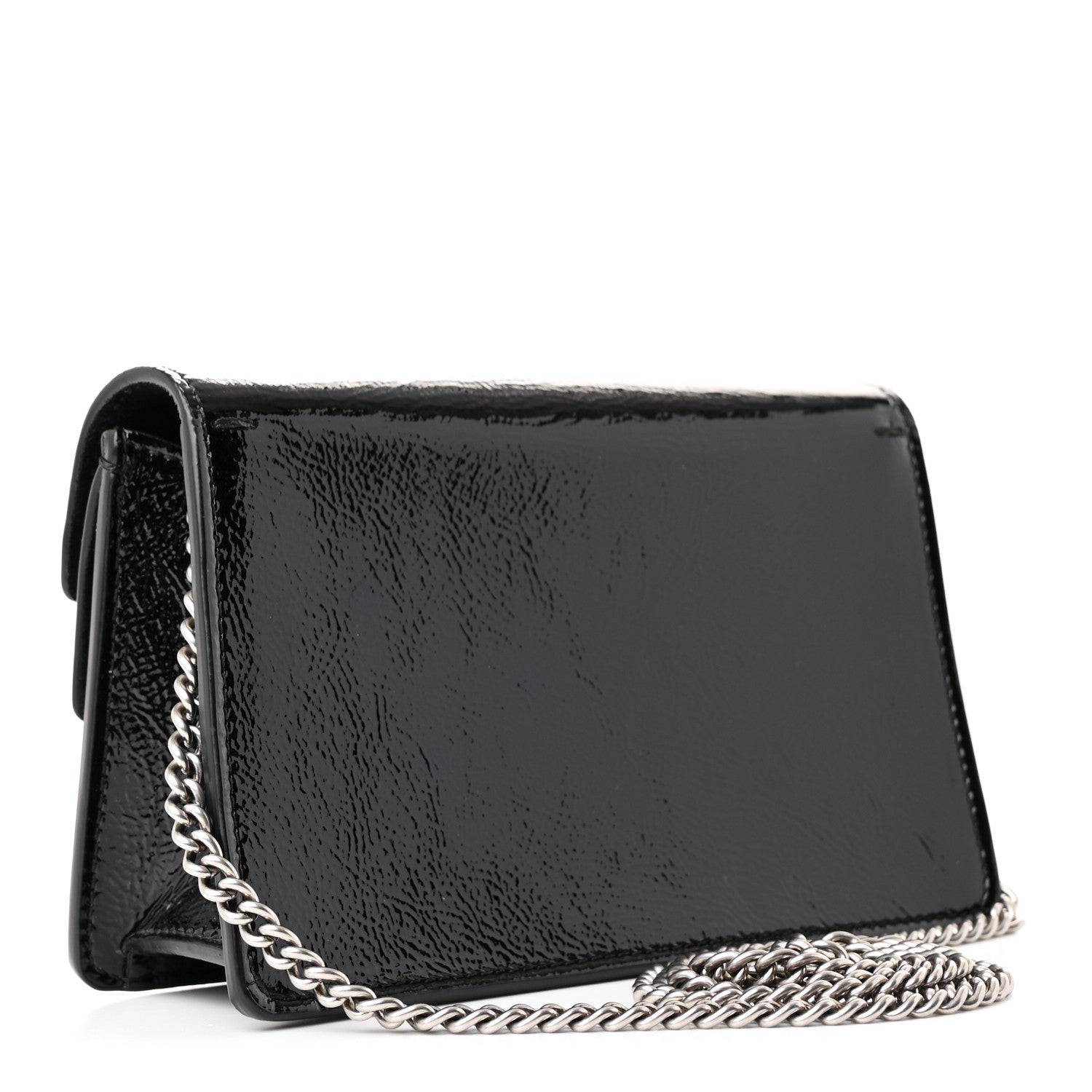 Crinkled Patent Super Mini Dionysus Shoulder Bag Black