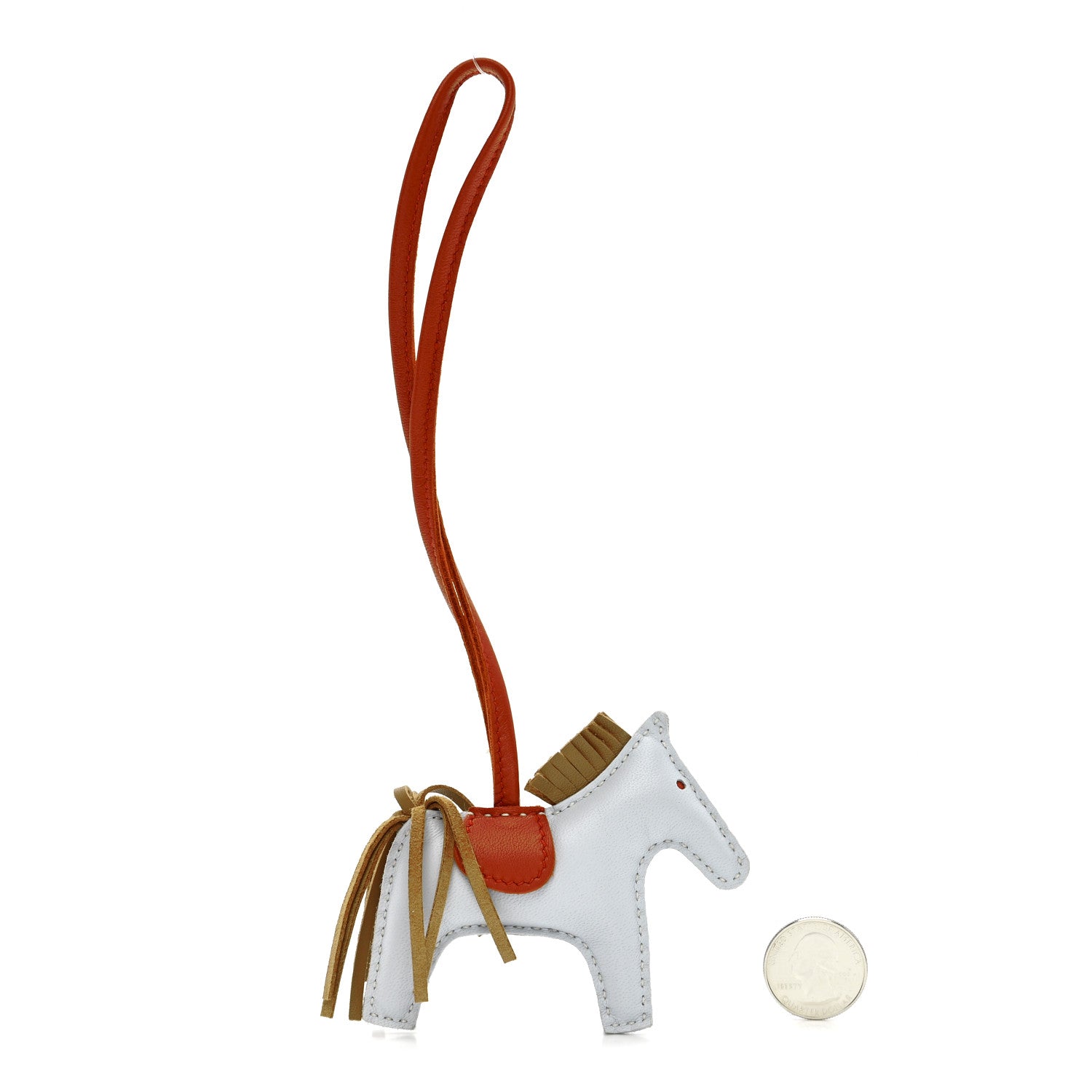 Milo Lambskin Grigri Rodeo Horse Bag Charm PM Bleu Brume Chai Cornaline