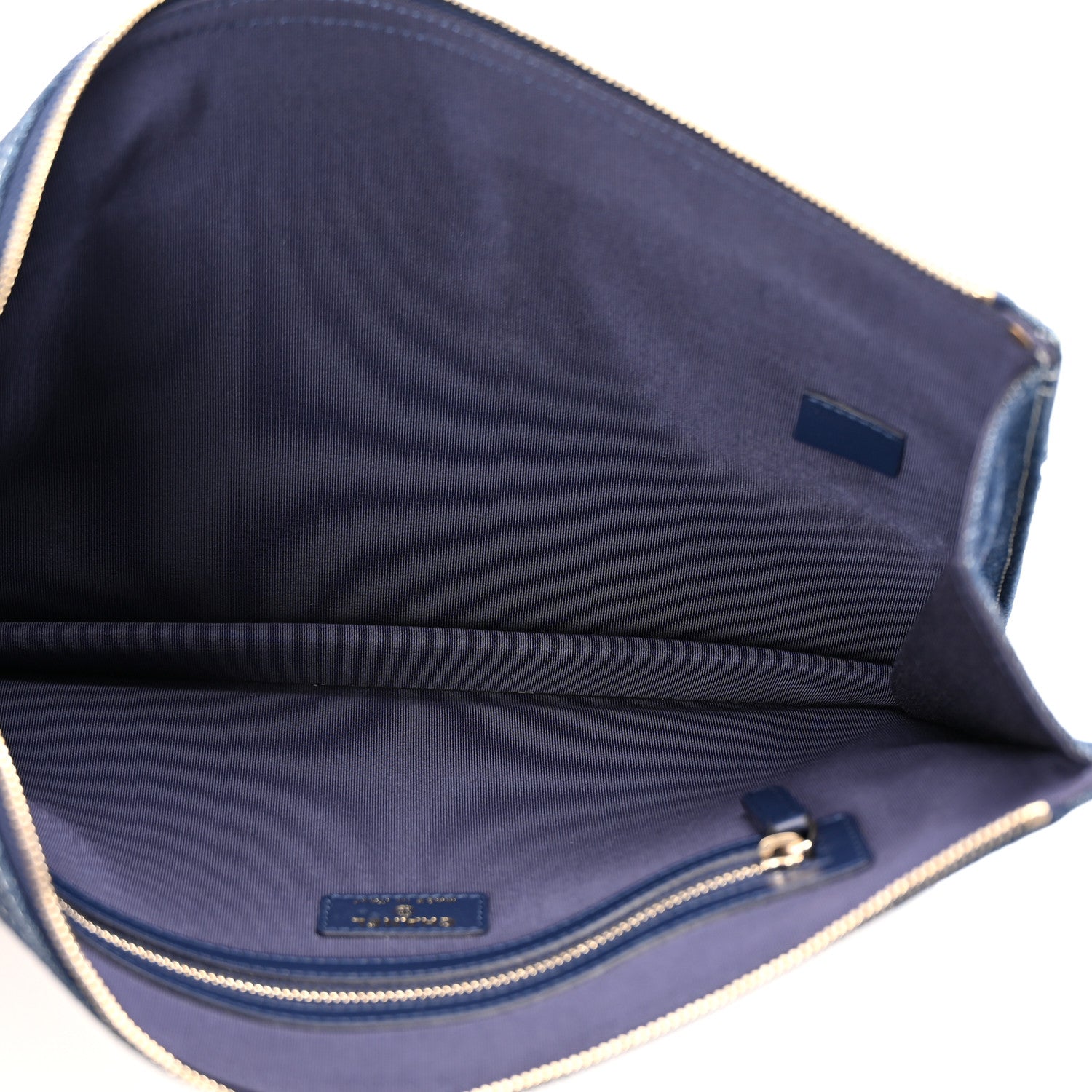 Denim Quilted Zipped Pouch Blue