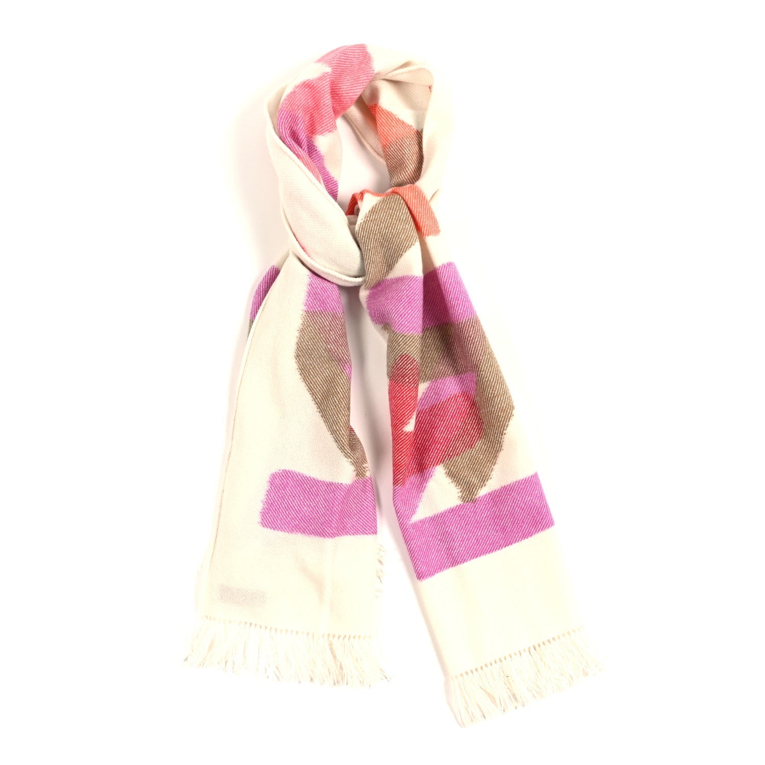 Cashmere Ikat Zig Zag Muffler Ivory