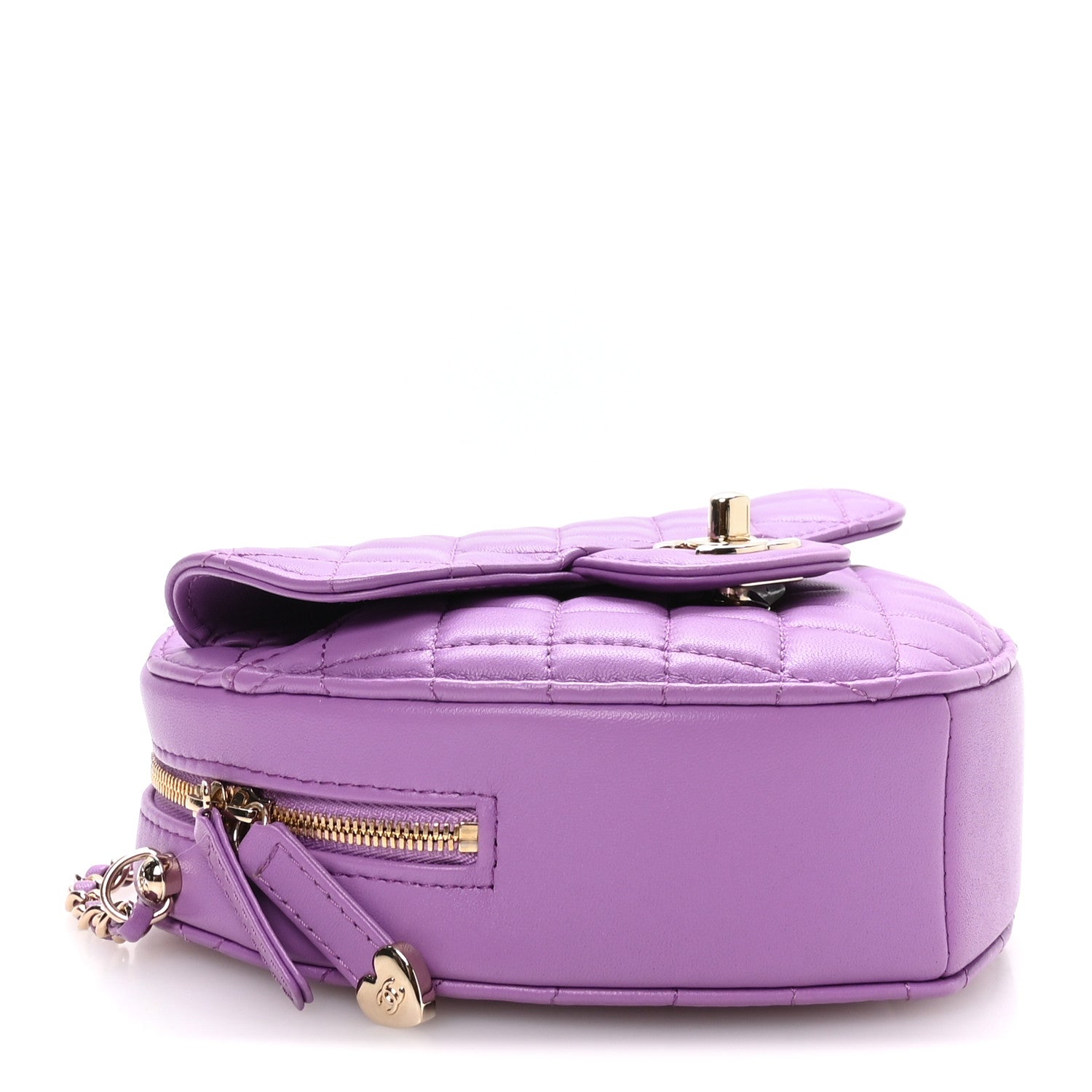 Lambskin Quilted CC In Love Heart Bag Purple