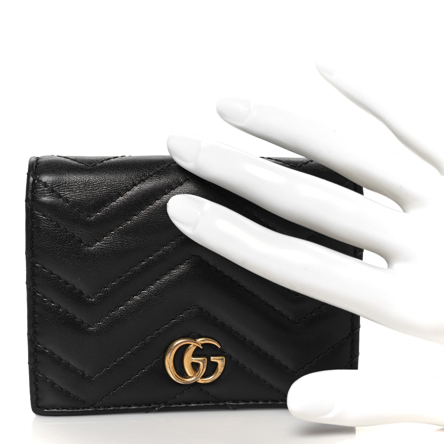Calfskin Matelasse GG Marmont Card Case Wallet Black