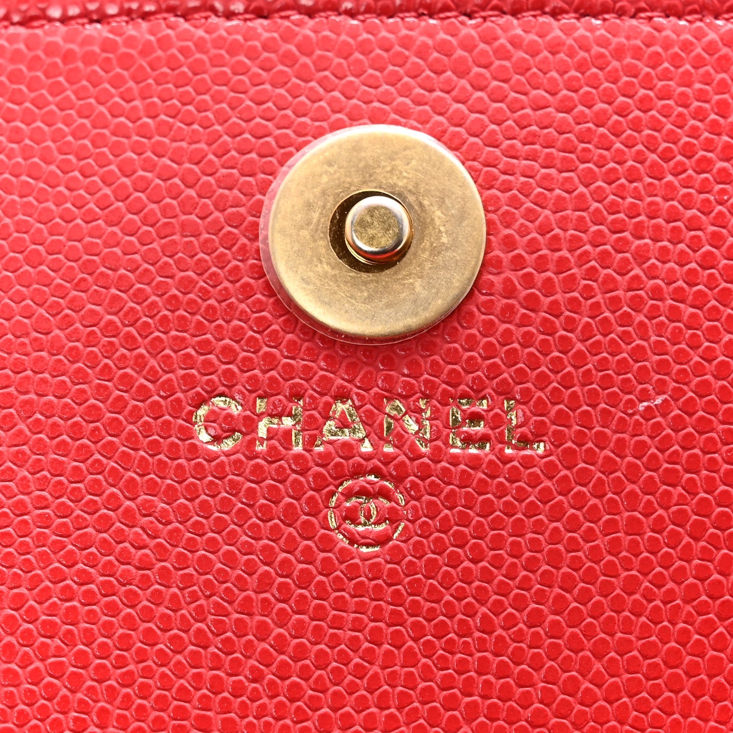 Caviar Quilted Yours Buttons Phone Holder With Chain Red