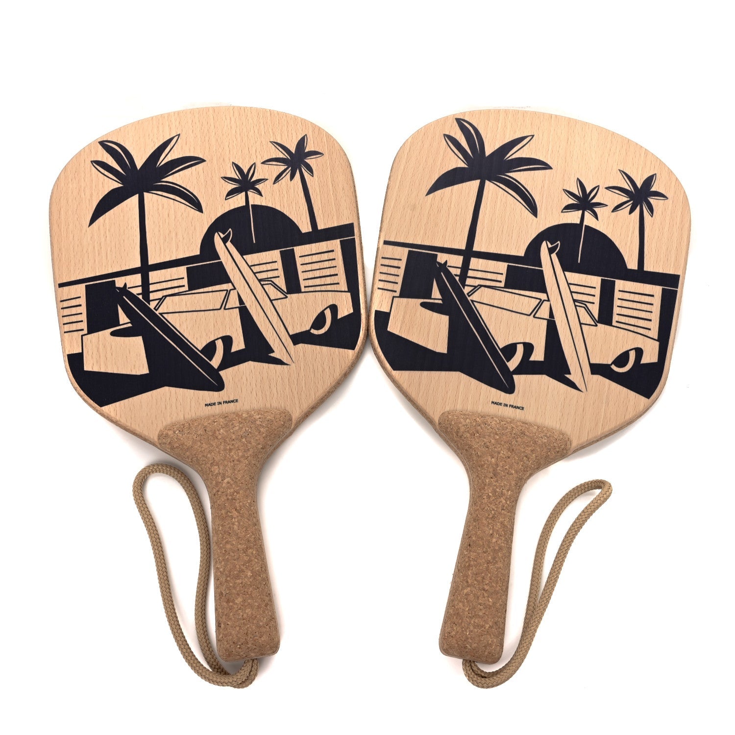 Beechwood Cork Apres La Vague Beach Racket Set Natural Multicolor