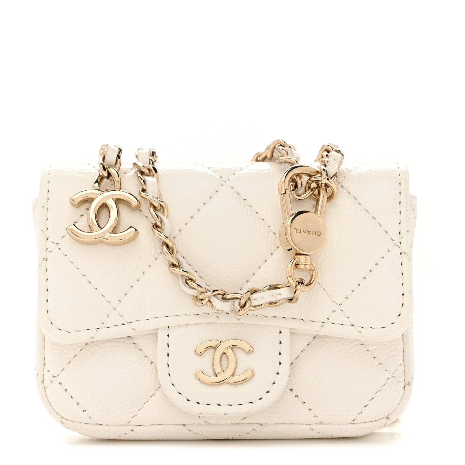 Caviar Quilted Belt Bag White