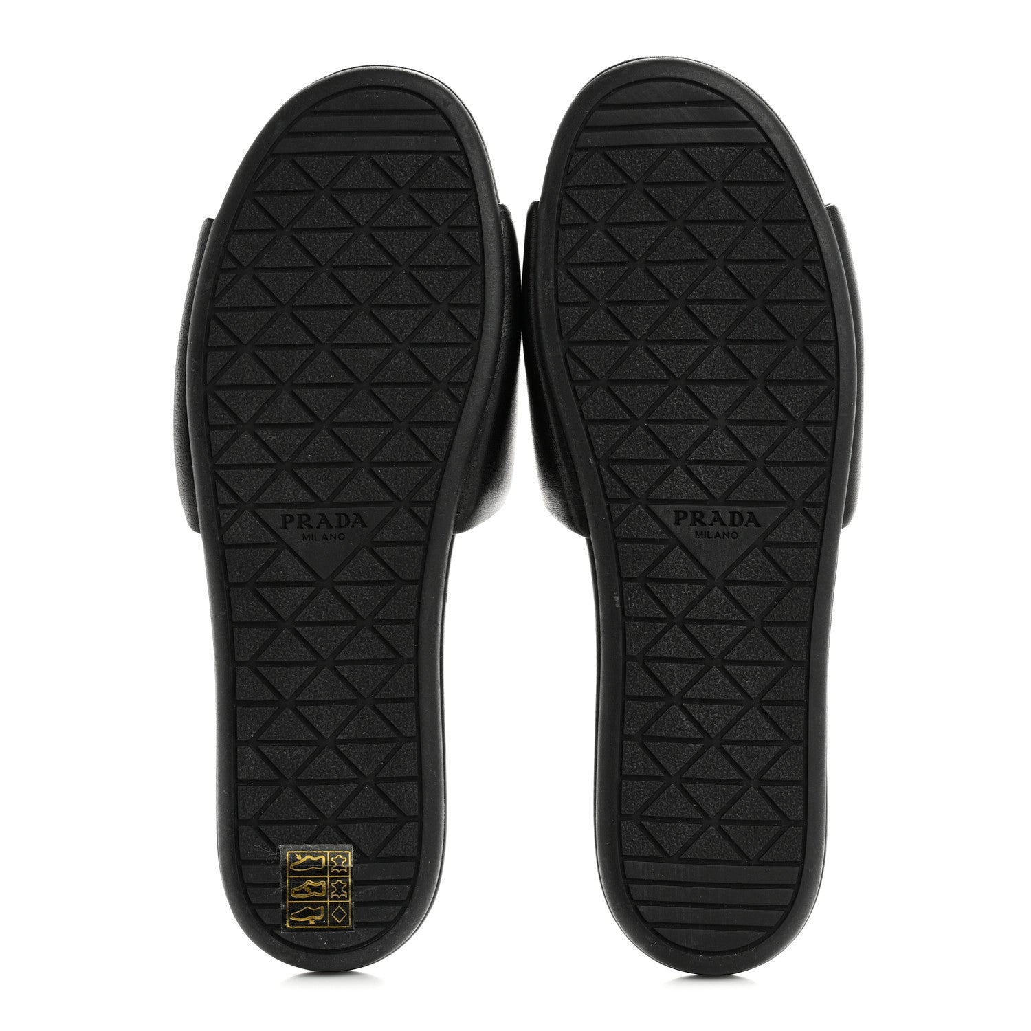 Soft Nappa Metal Triangle Logo Slide Sandals 39 Black