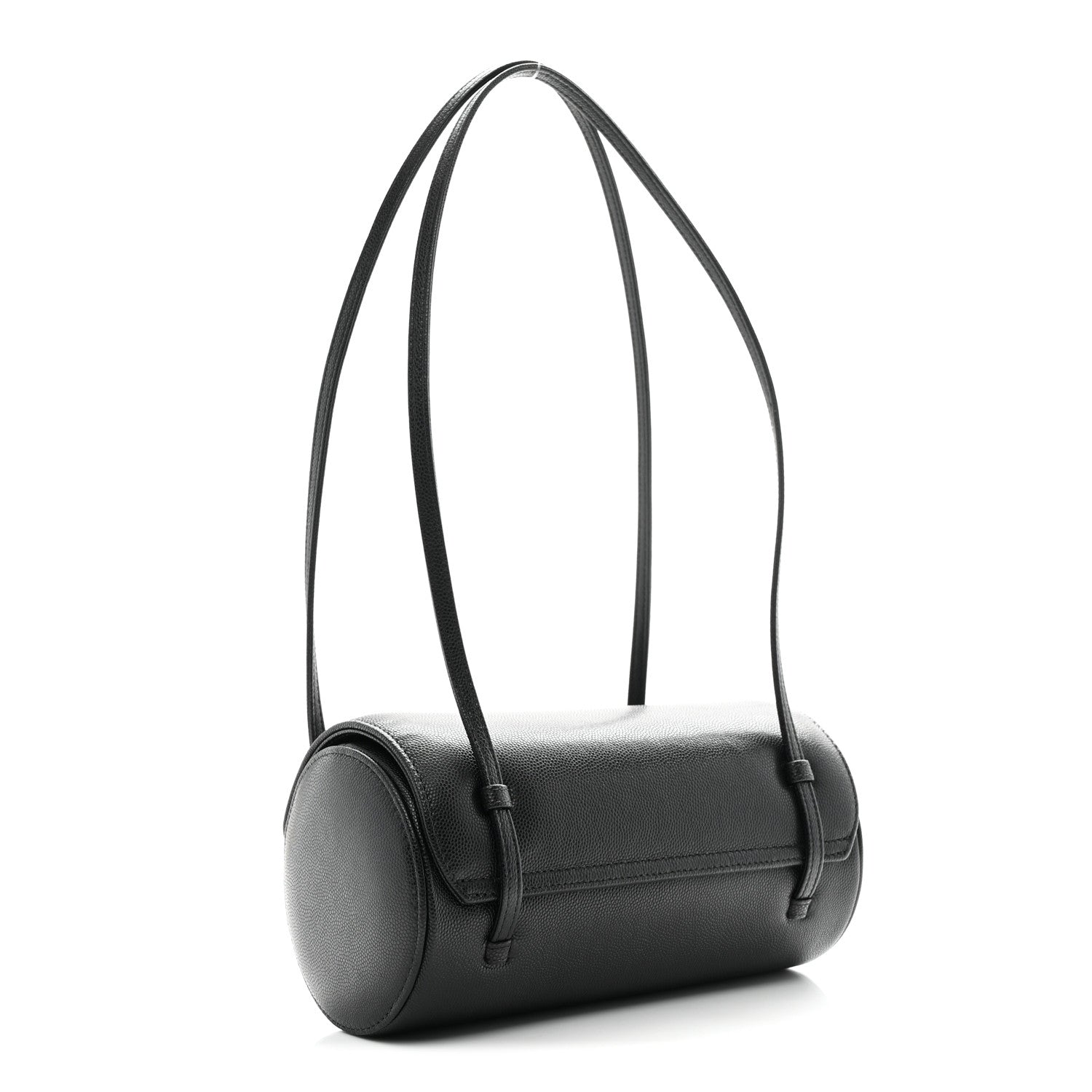 Shiny Caviar Preppy Coco Small Bowling Bag Black