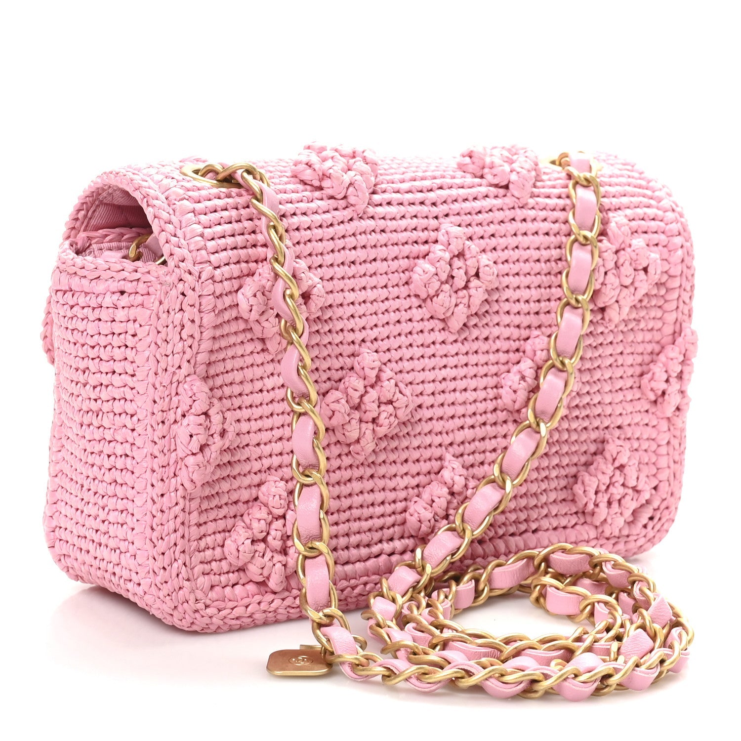 Raffia Small Dolce Raffia Flap Bag Pink