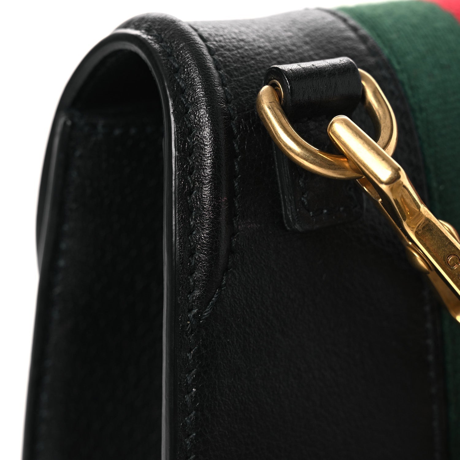 Calfskin Web Crystal Butterfly Stripe Small Totem Shoulder Bag Black